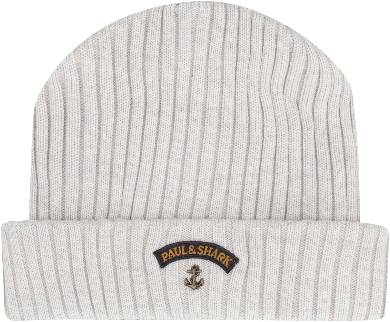Paul&shark Ribbed Wool Beanie In Gray