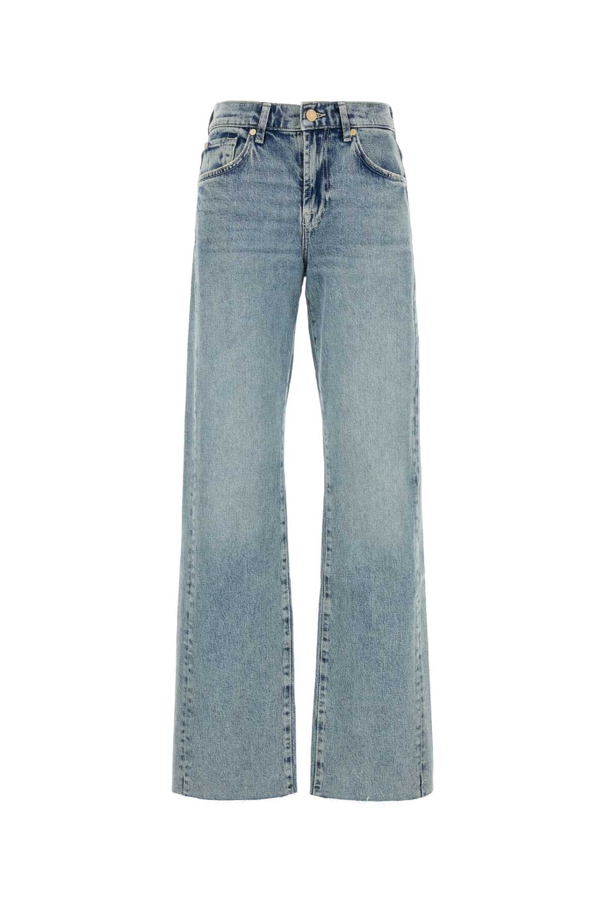 Shop 7 For All Mankind Stretch Denim Tess Wide-leg Jeans In Lightblue