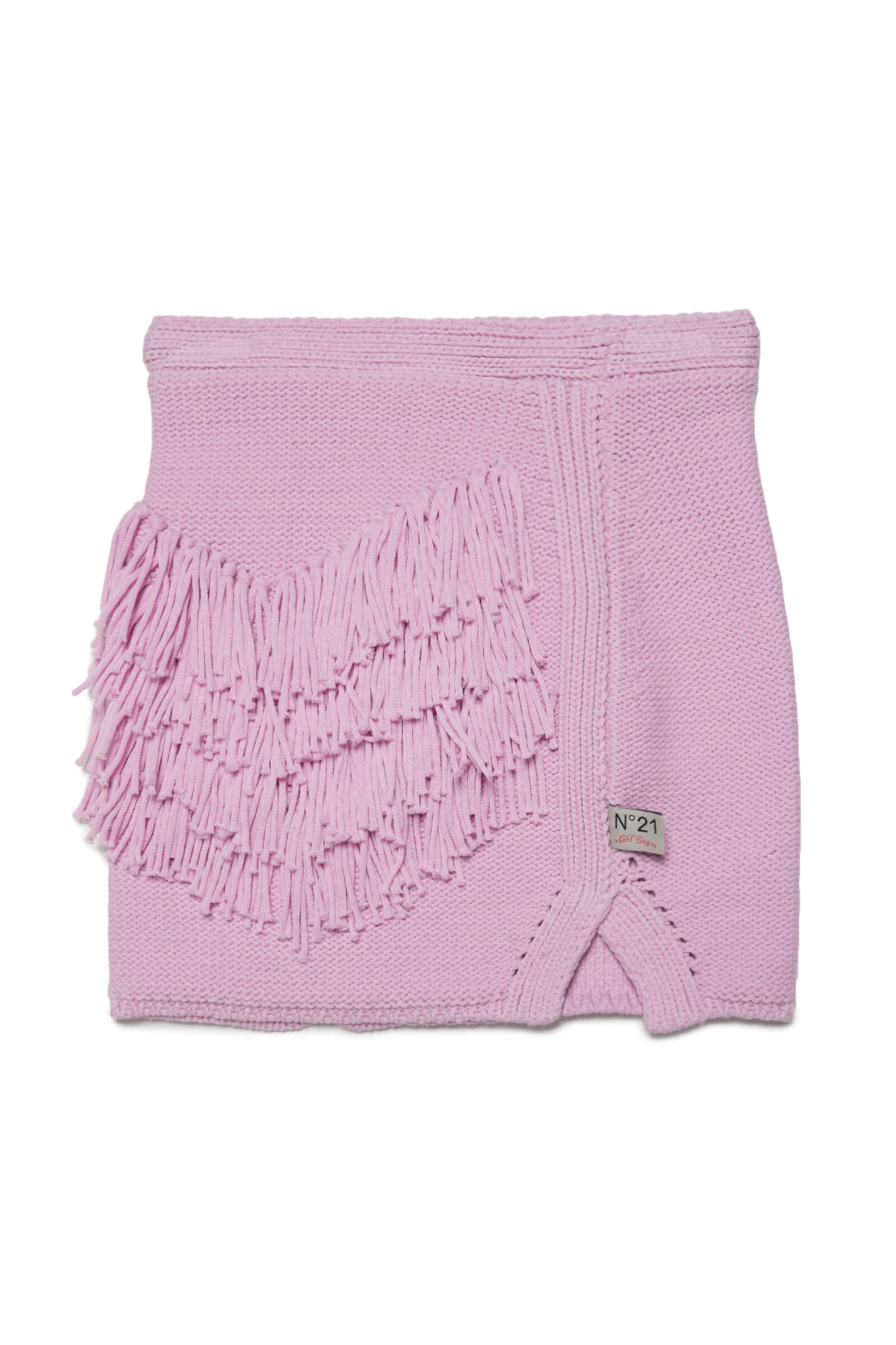 N°21 N21G51F SKIRT N°21 PINK HAND-MADE EFFECT KNIT SKIRT WITH APPLIED FRINGES