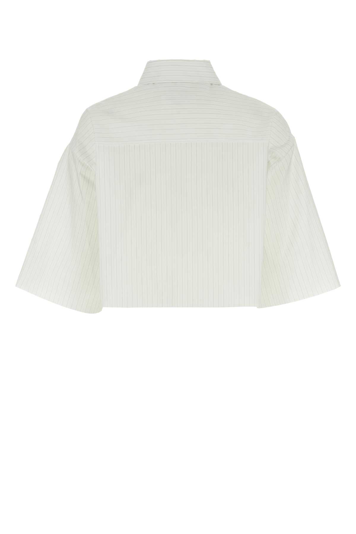 Shop Mm6 Maison Margiela Embroidered Cotton Shirt In White