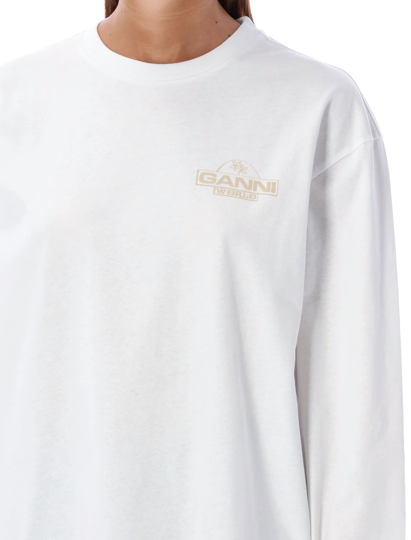 Shop Ganni Future Heavy Jersey Palm T-shirt In Bright White