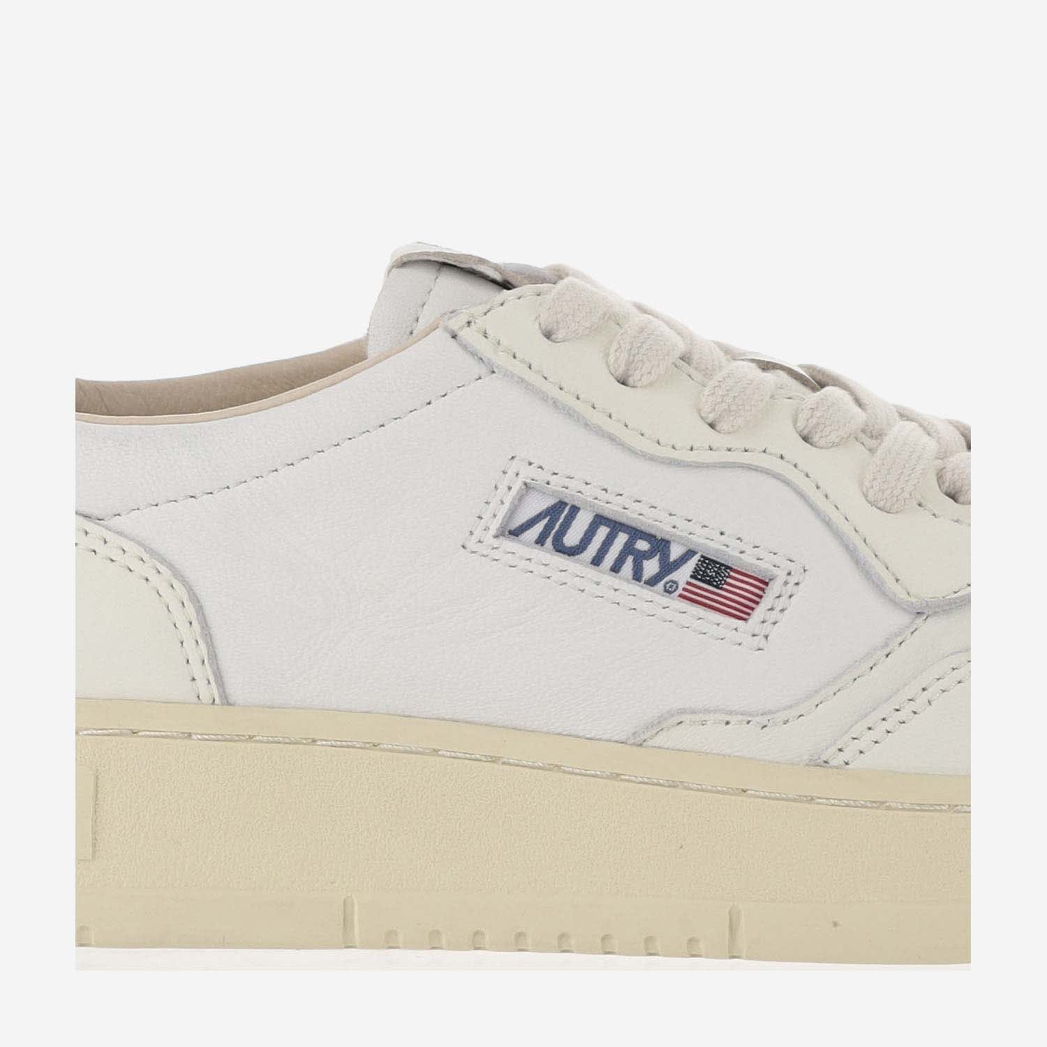 Shop Autry Medalist Leather Sneakers In Wht/wht
