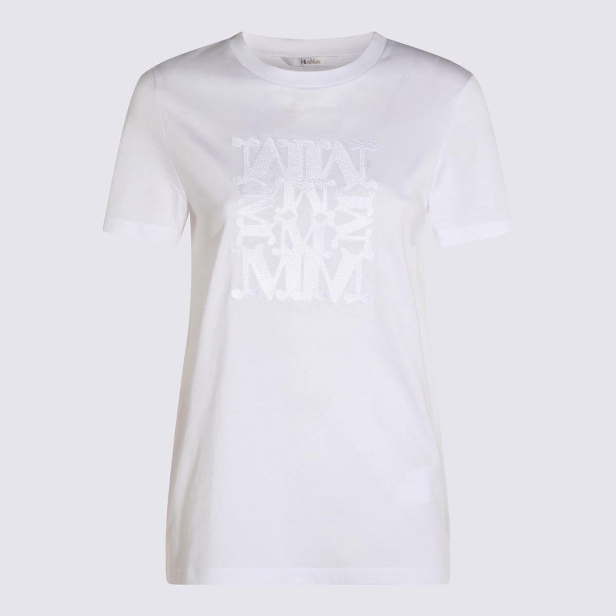 Max Mara Cotton Crew Neck Graphic Print T-shirt In White
