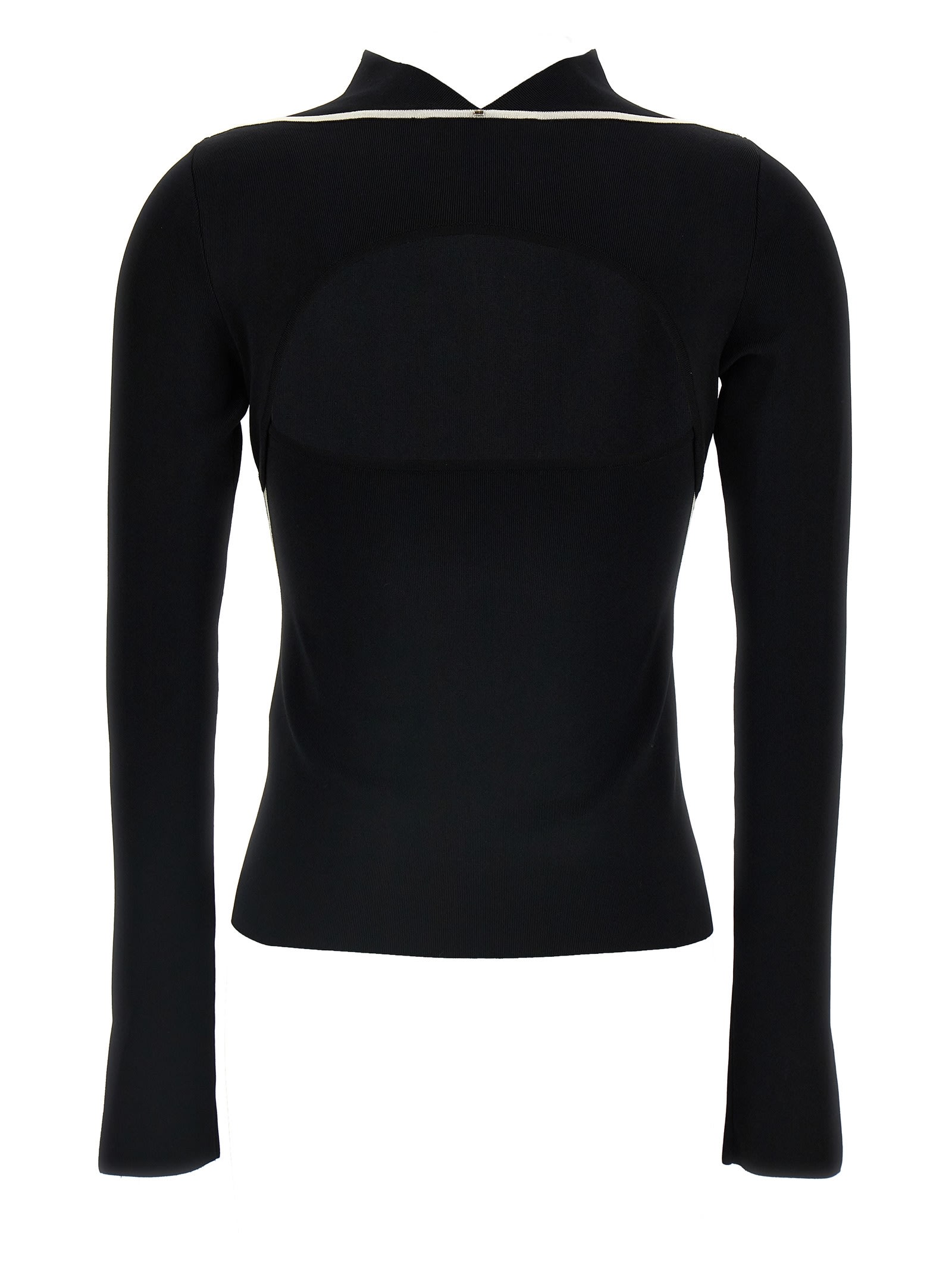 Sportmax Sleeveless Top With Contrast Trim And Cut-out Detailing In White/black