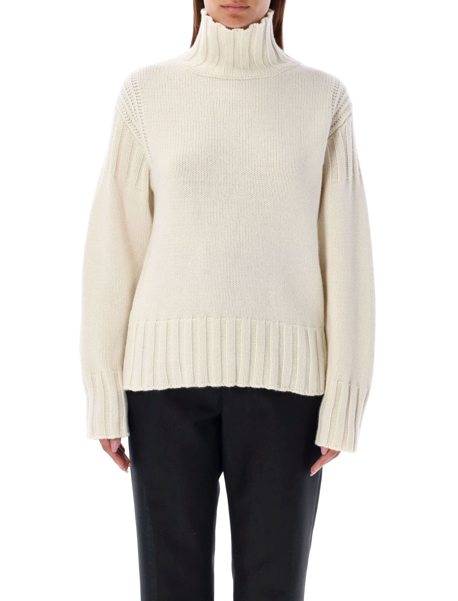 Shop Jil Sander High Neck Cashmere In Natural