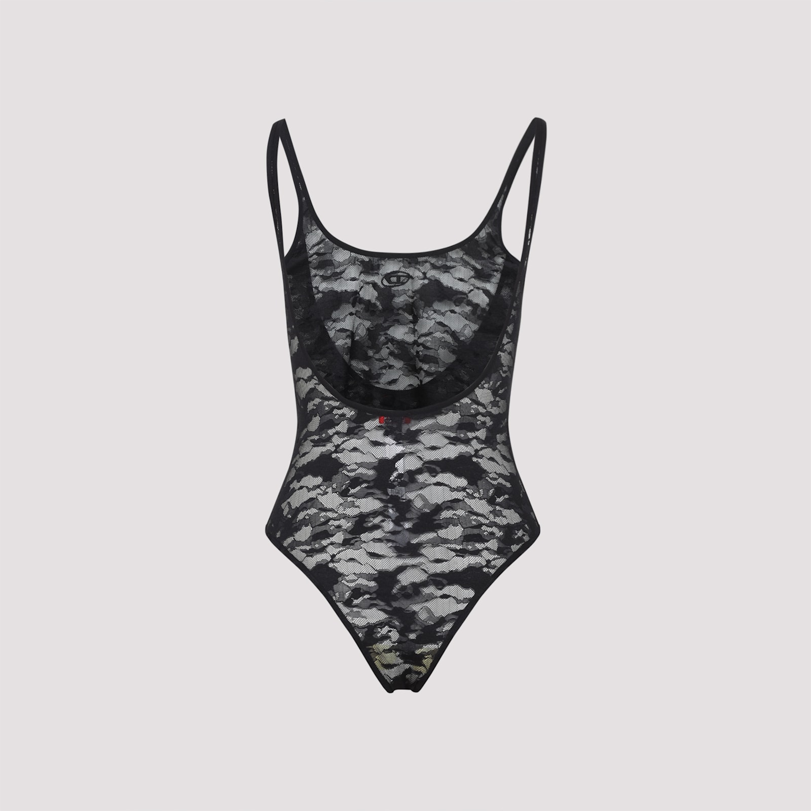Diesel Camo Lace Bodysuit With Oval D Embroidery In Xx Black