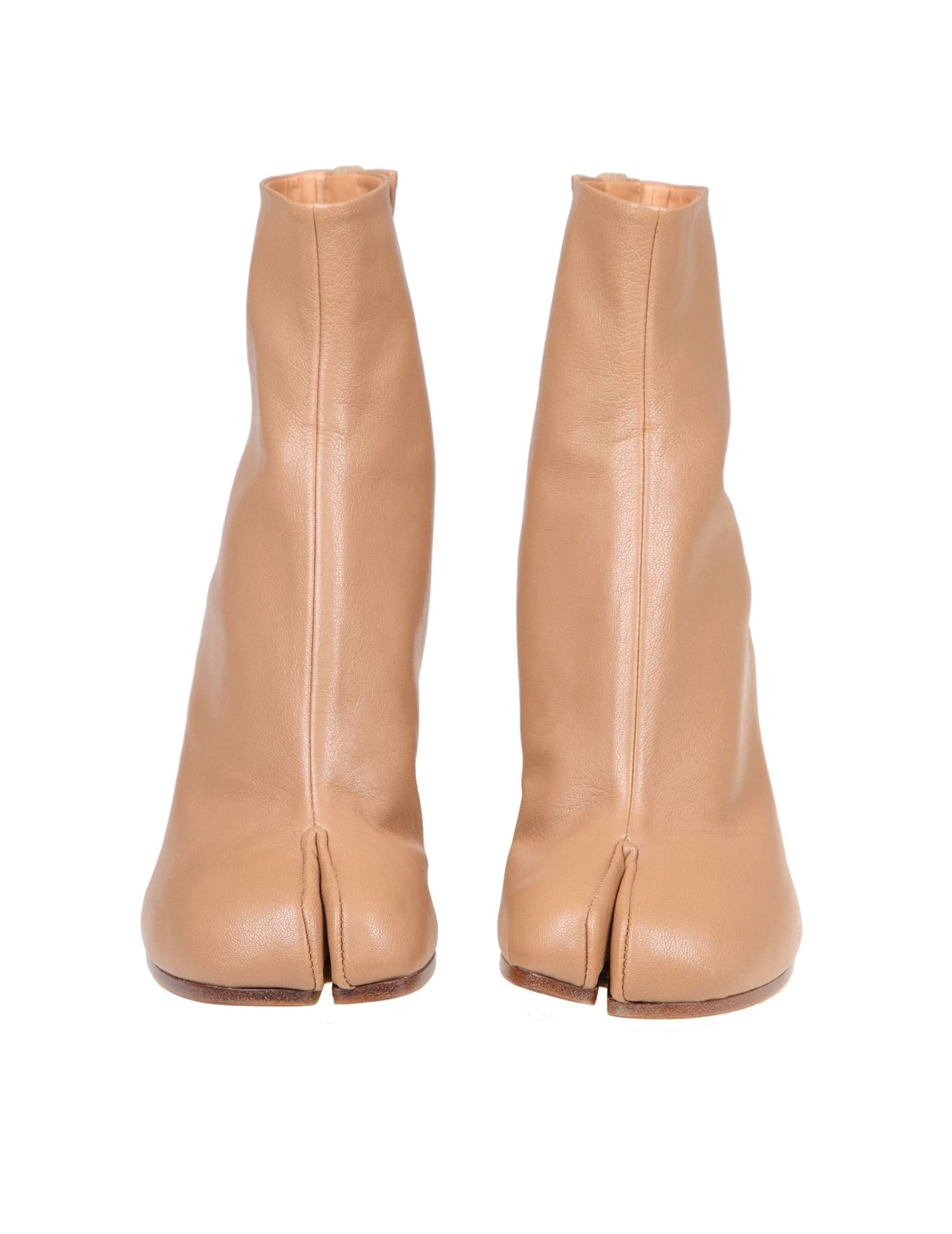 Shop Maison Margiela Tronchetto Tabi In Pelle Colore Cammello In Chic Brown