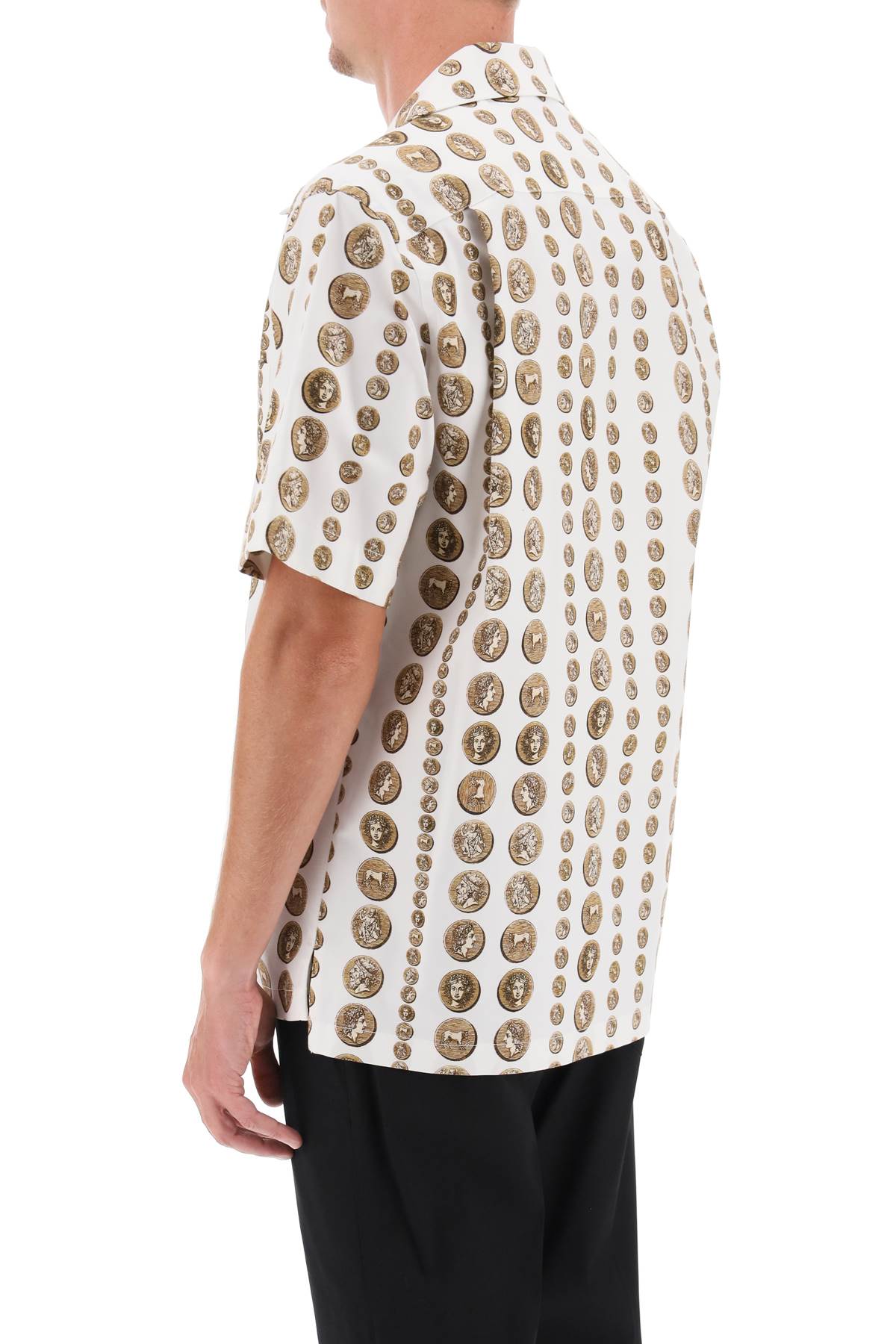 Shop Dolce & Gabbana Coin Print Short Sleeve Shirt In Monete Fdo Bco Nat (white)