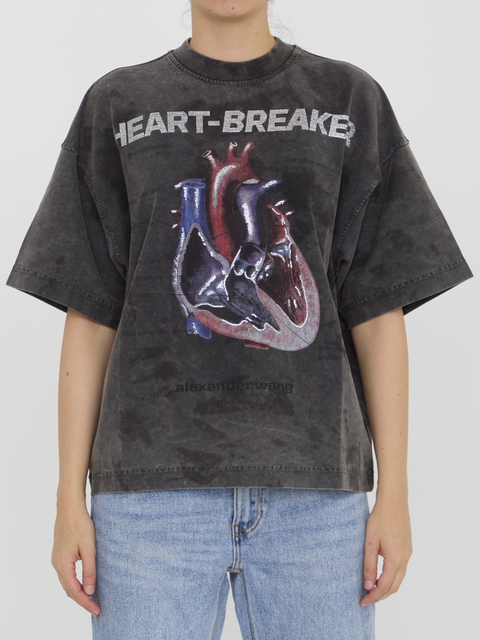 Shop Alexander Wang Heartbreaker T-shirt In Grey