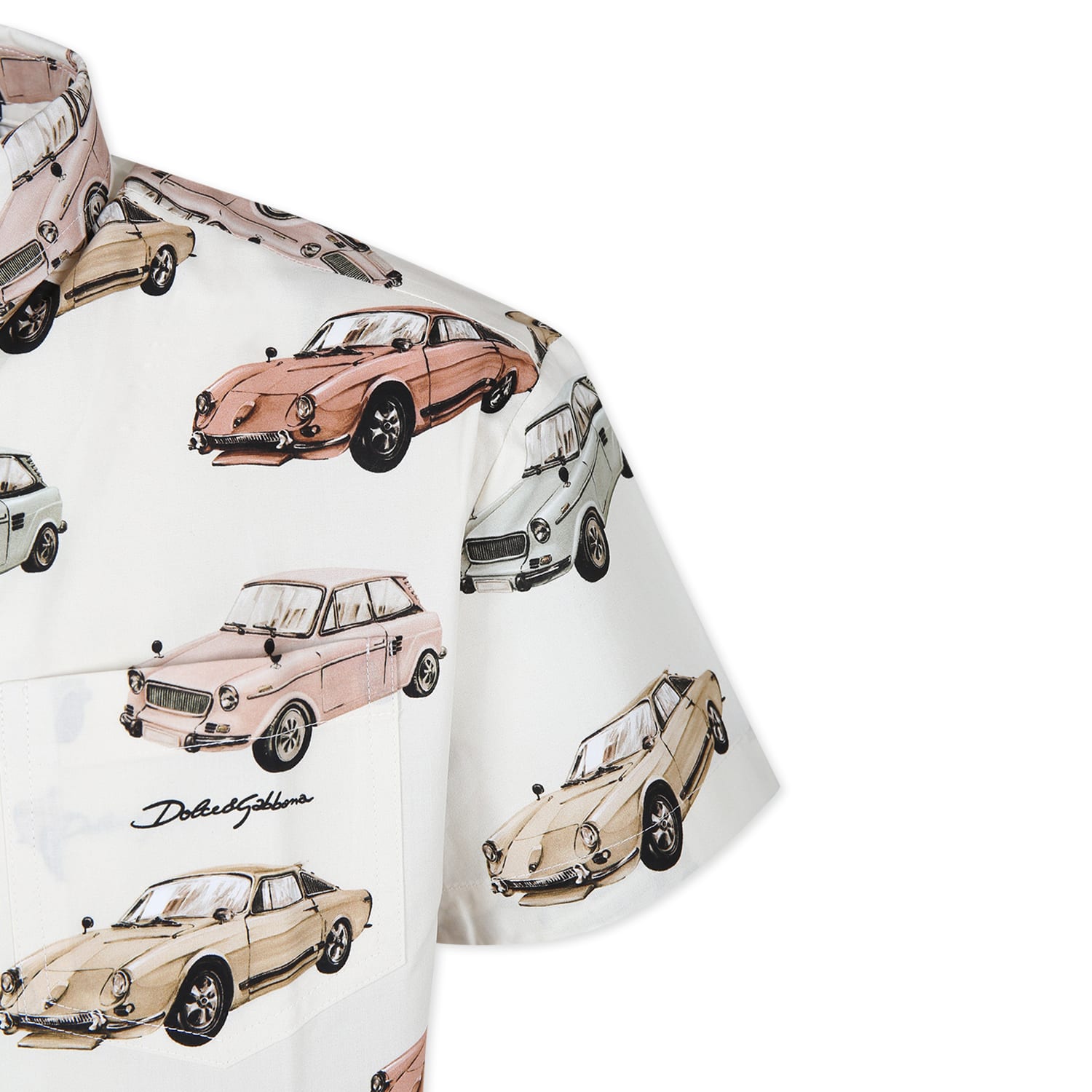 Shop Dolce & Gabbana Ivory Shirt For Boy With Vintage Cars Models