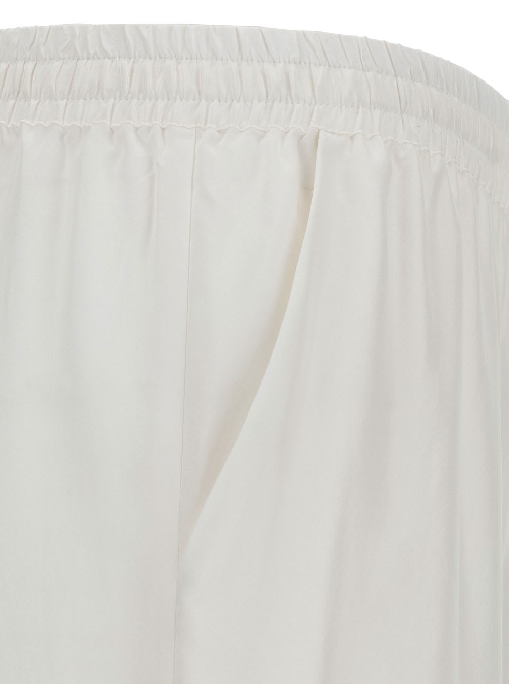 Shop P.a.r.o.s.h White Loose Pants With Drawstring In Silk Woman In Panna