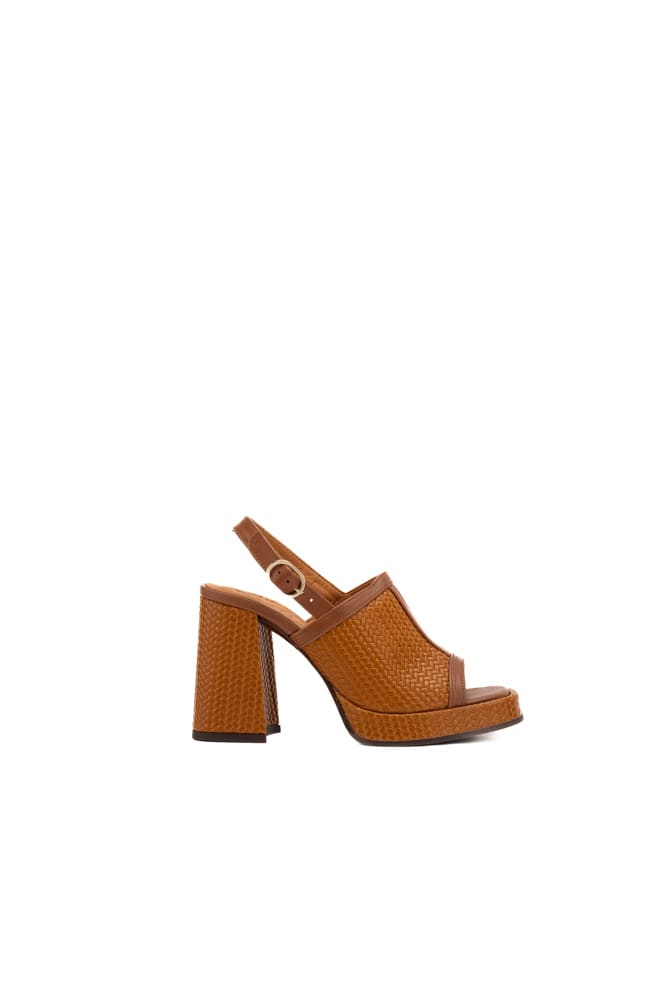 Chie Mihara Zimi Sandals In Woven Effect Leather In Cognac