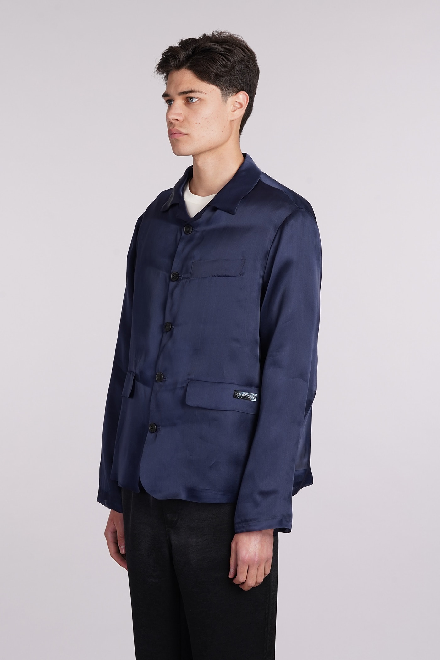 Shop 4sdesigns Casual Jacket In Blue Silk