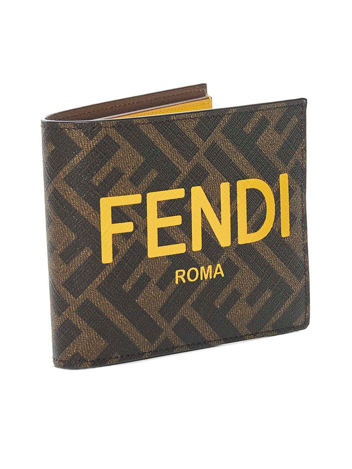 Shop Fendi Allover Ff Motif Bi-fold Wallet In Brown