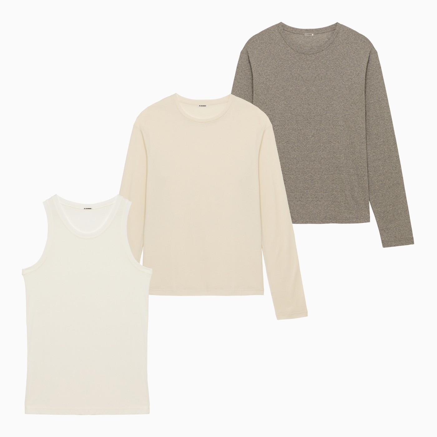Shop Jil Sander Grey Multilayer Long-sleeved T-shirt In Grey/white