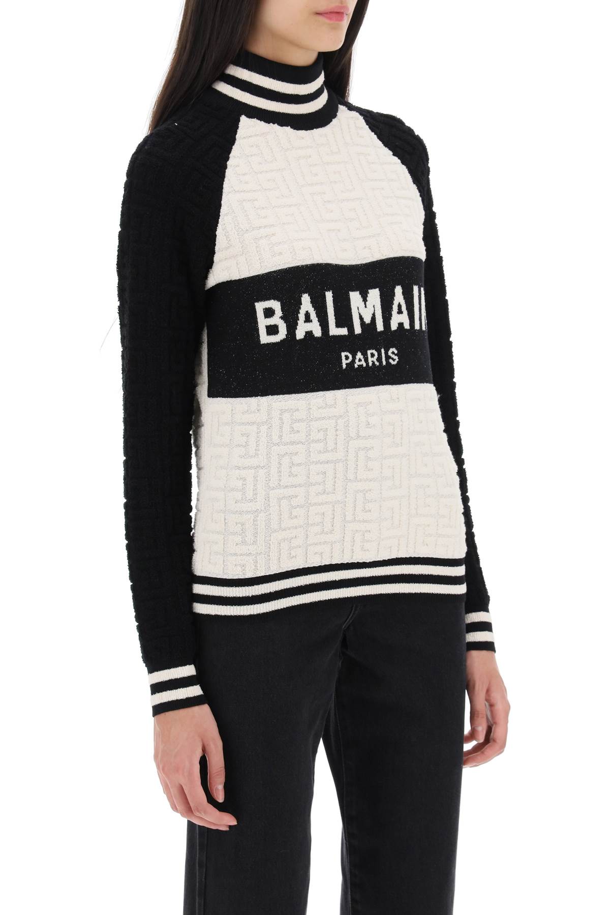 Shop Balmain Turtleneck Sweater In Terry Cloth