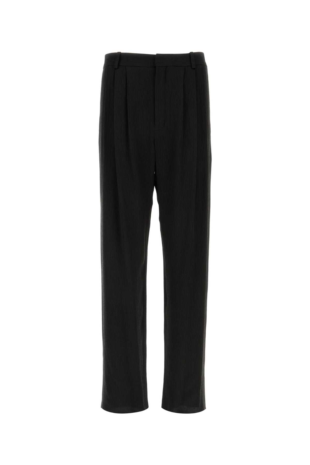 Saint Laurent Black Crepe Wide-leg Pant In Black