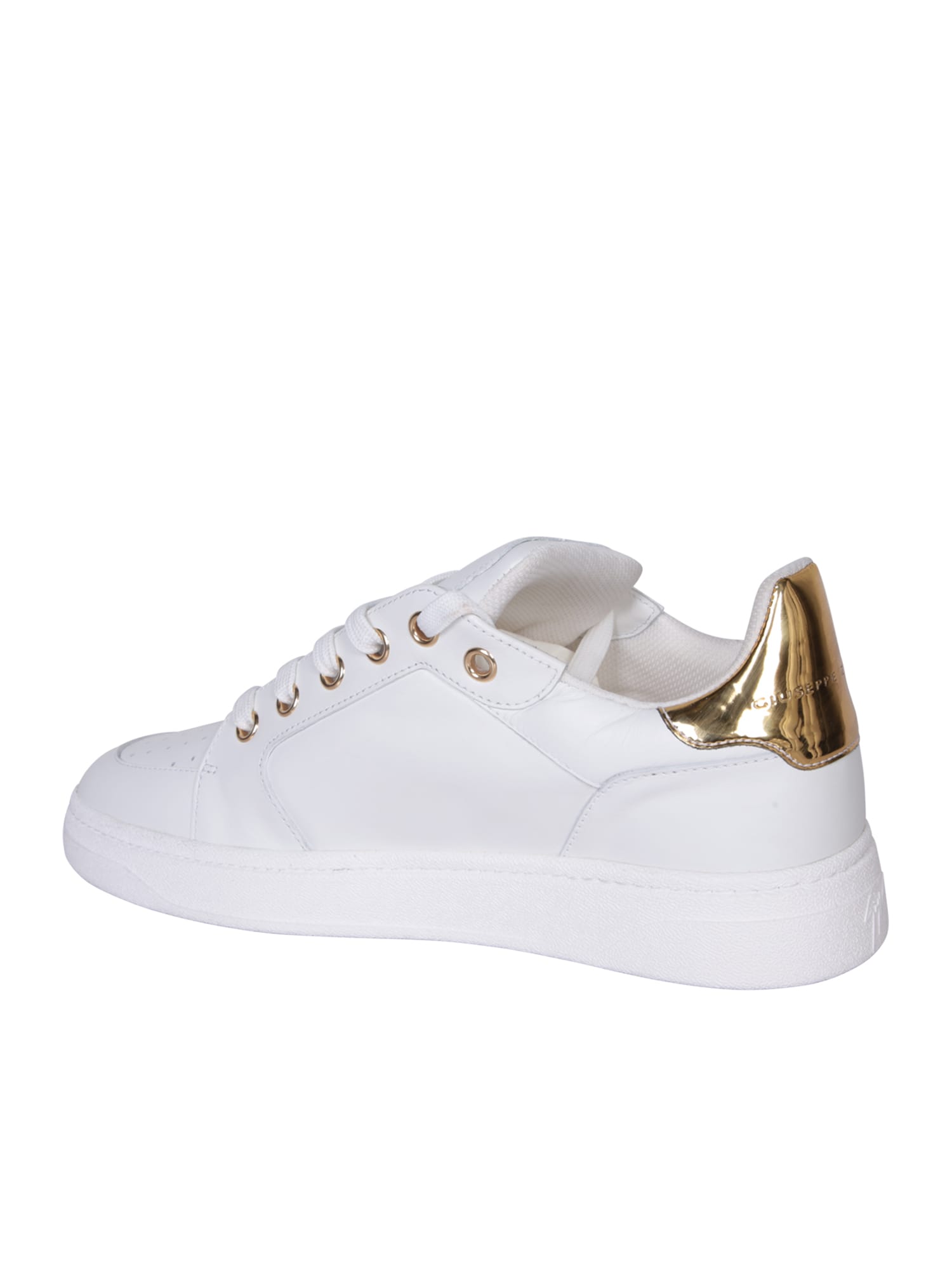 Shop Giuseppe Zanotti Gz94 Black/gold Sneakers In White