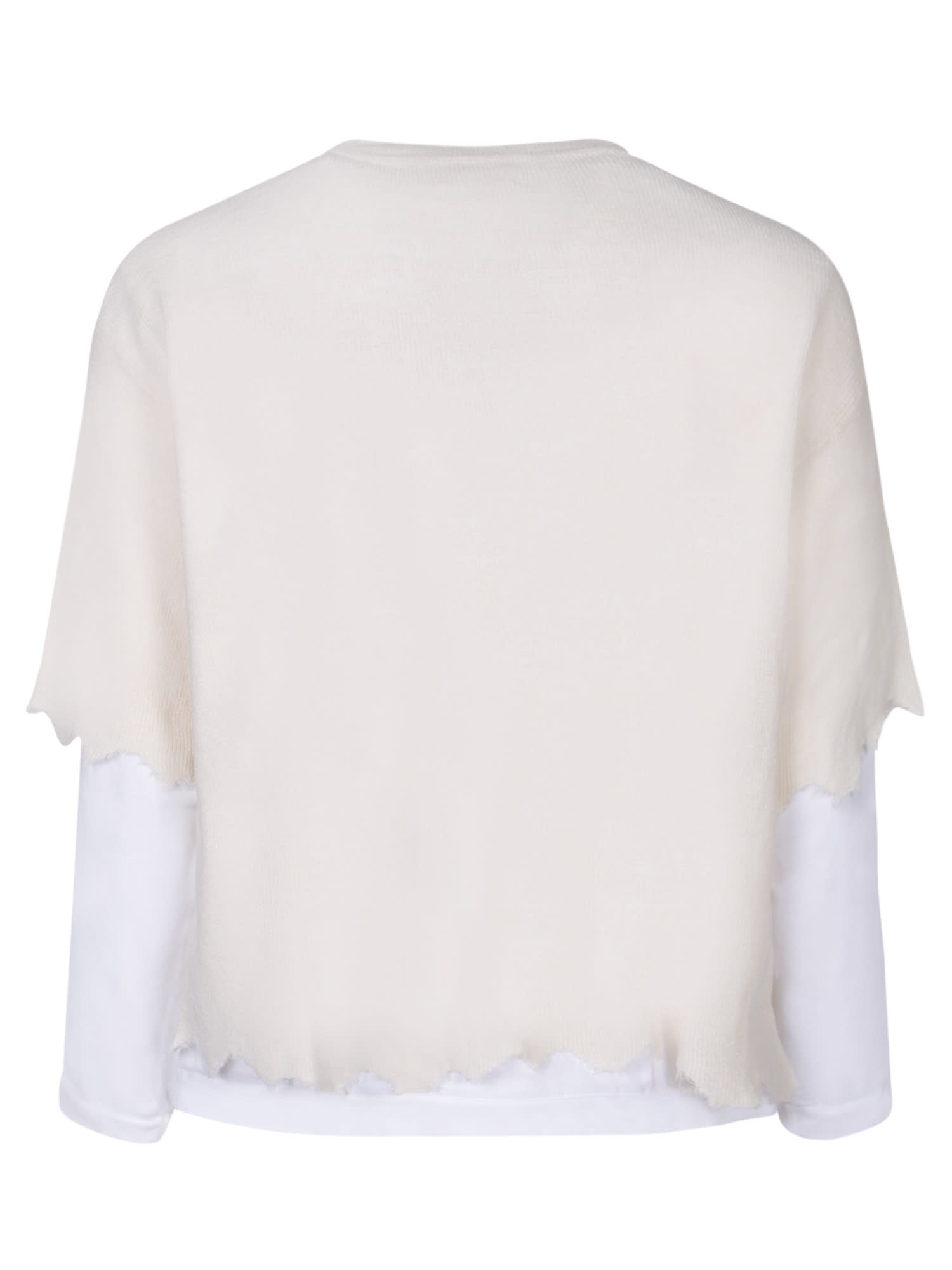 Shop Atomo Factory Cream Sweater With Slits In White