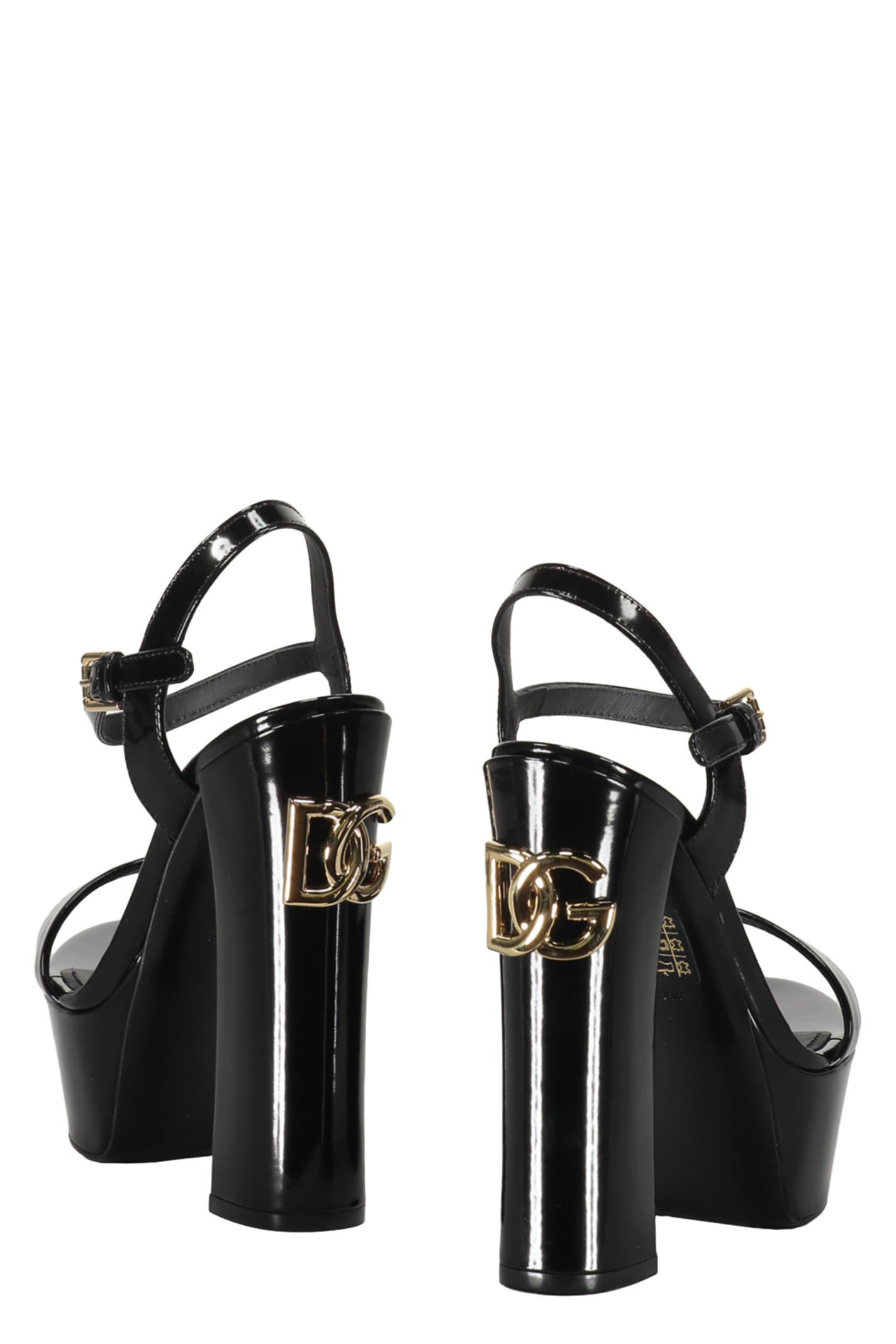 Shop Dolce & Gabbana Patent Leather Platform Sandals In Black