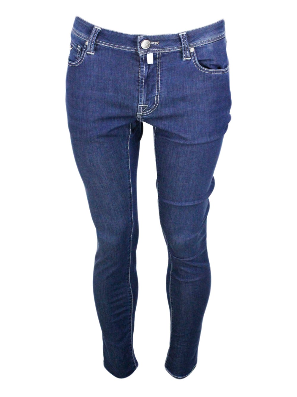 Sartoria Tramarossa Leonardo Zip Trousers In 5-pocket Super Stretch Selvedge Denim With Tone-on-tone Tailored Stitching 