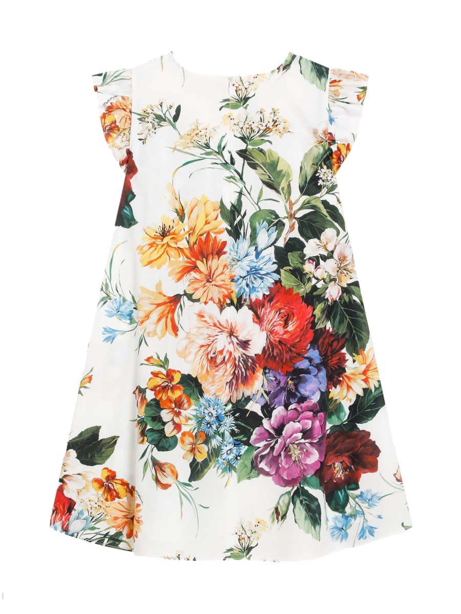 Dolce & Gabbana Flower-print Poplin Dress In Multi