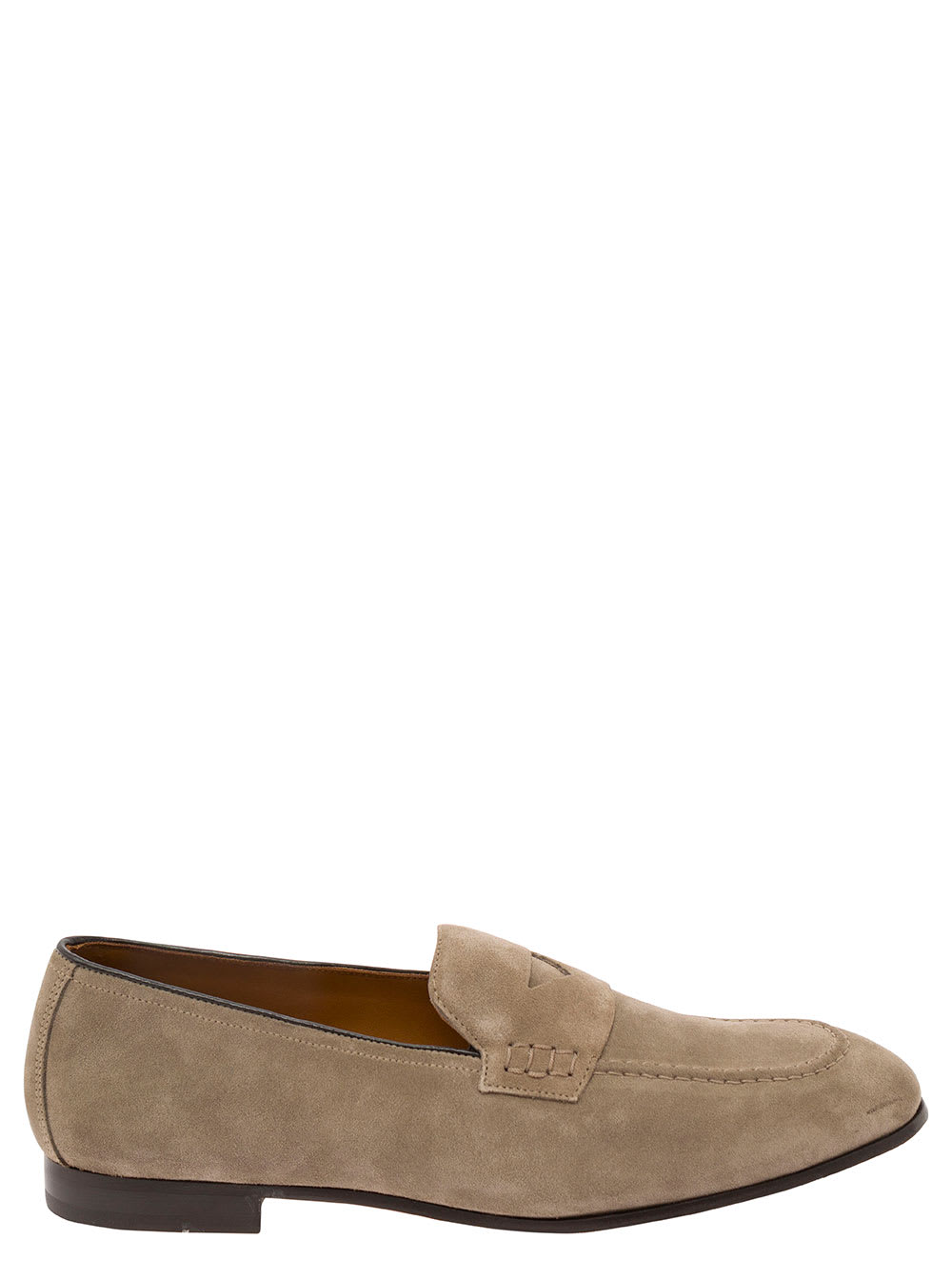Beige Pull-on Loafers In Suede Man
