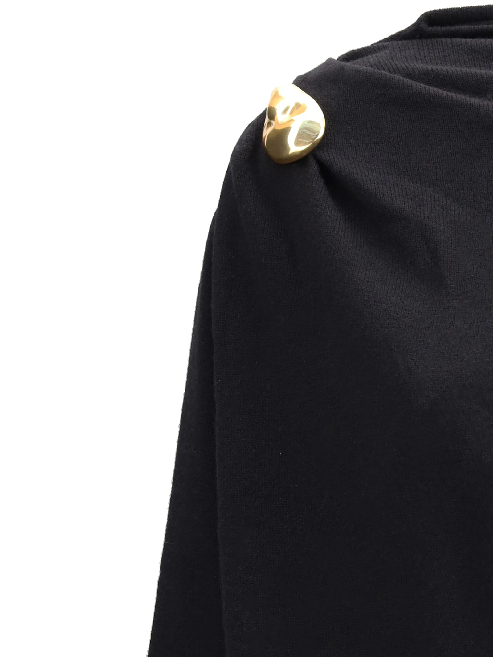 Fabiana Filippi Fitted Midi Dress With Draped Bodice And Gold Detail In Black