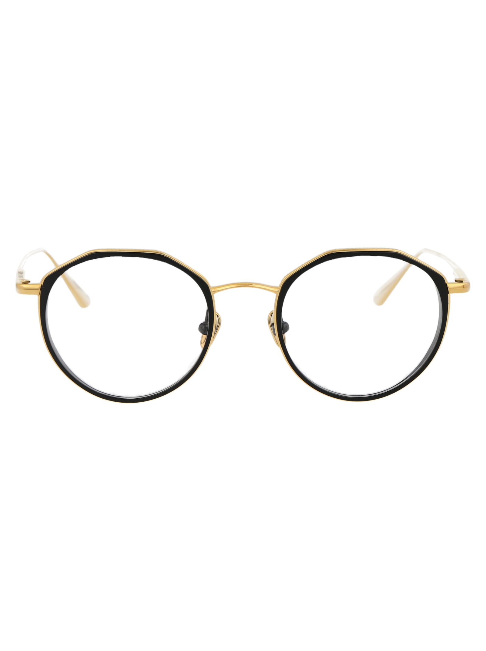 Shop Linda Farrow Cesar Glasses In Yellowgold/black/optical
