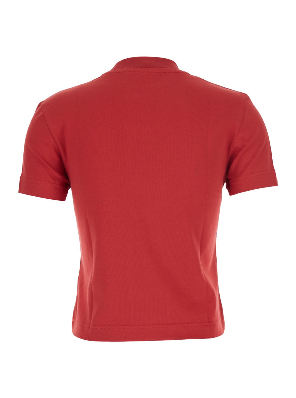 Jacquemus Le T-shirt Gros Grain Red Crewneck T-shirt With Logo Patch On The Front In Cotton Stretch Woman In Red