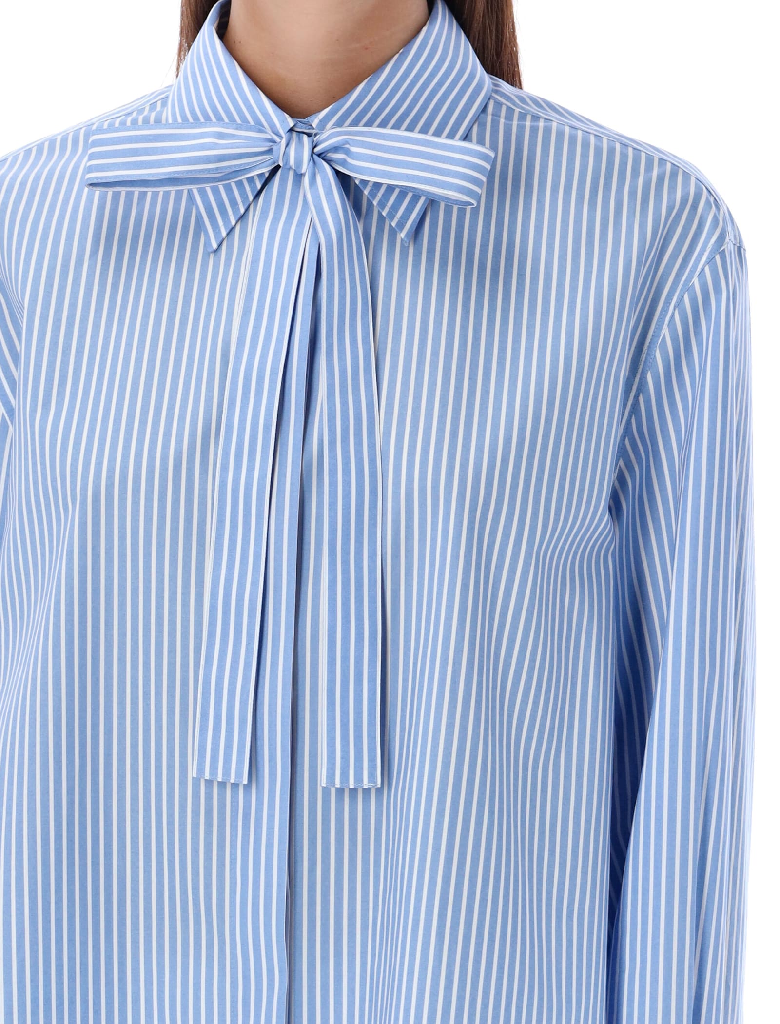 Shop Valentino Shirt Popeline Stripes In Blue/white