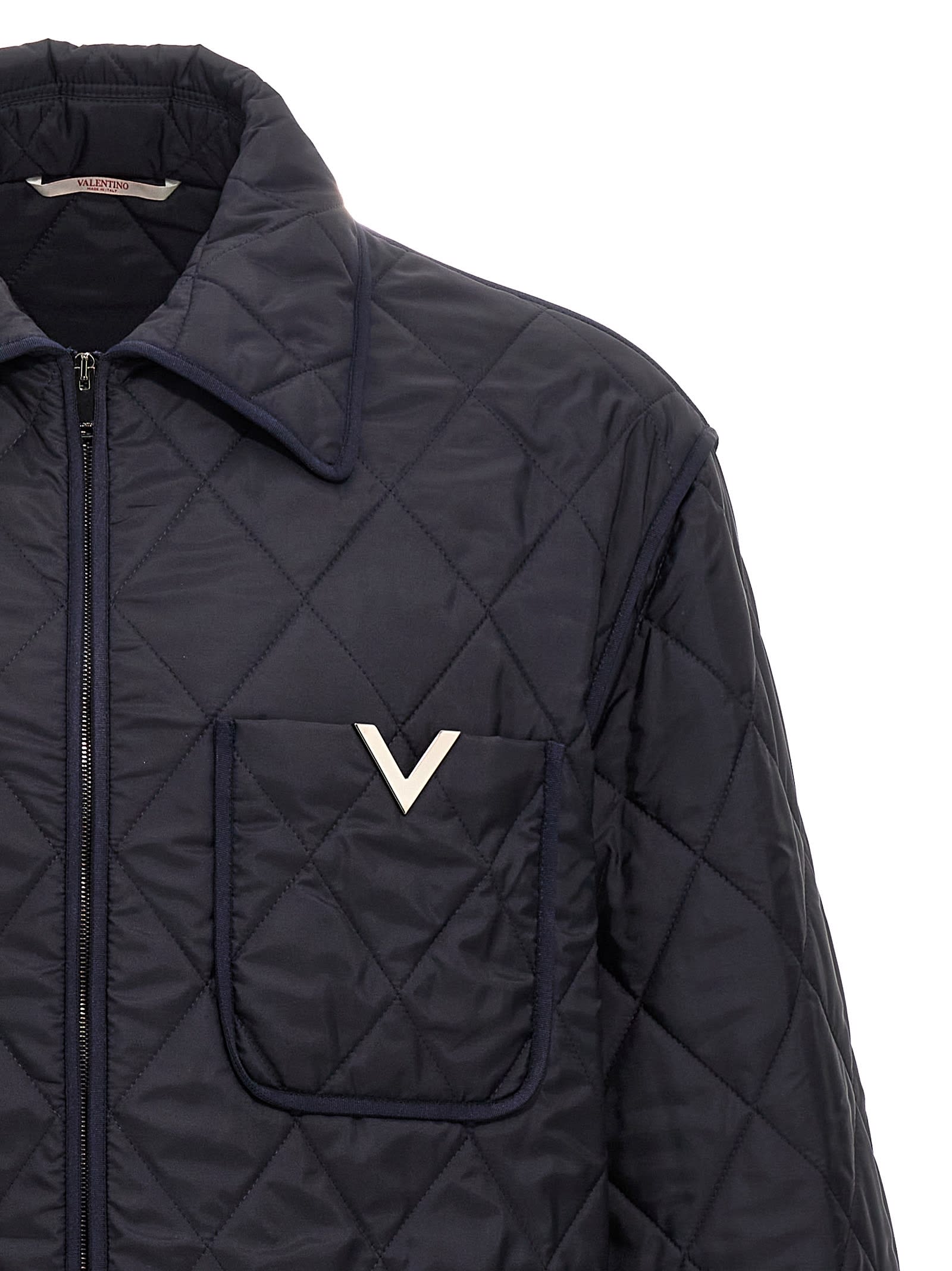 Shop Valentino V Detail Jacket In Blue