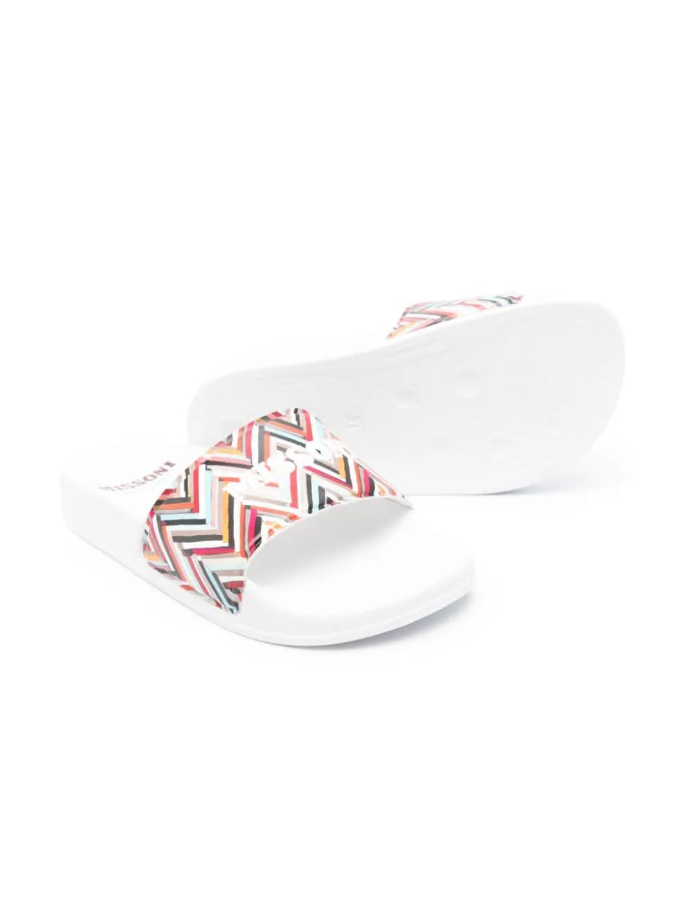 Shop Missoni Rubber Slippers With Logo And Blue Chevron Pattern In Multicolour