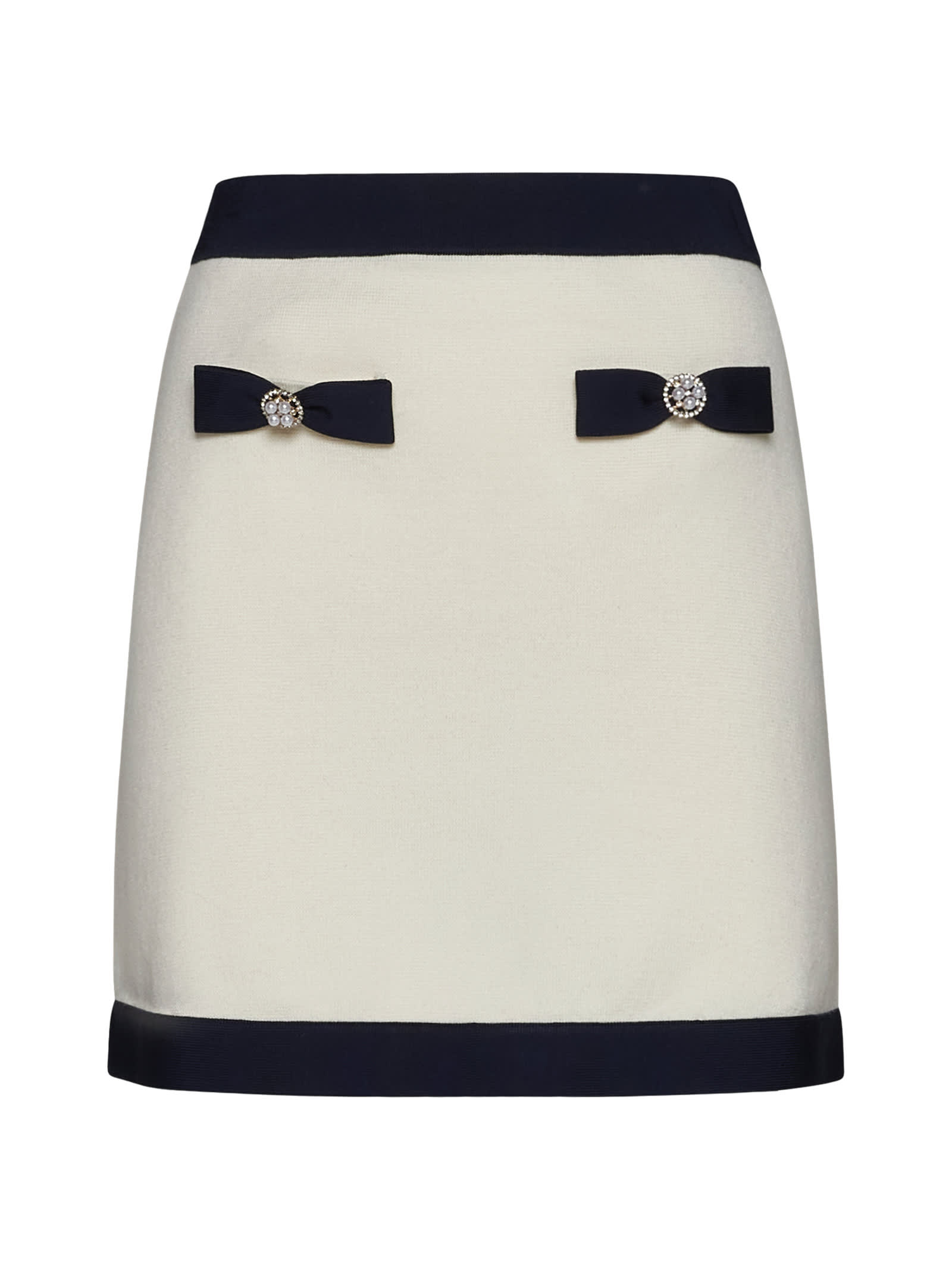 Shop Self-portrait Skirt In Cream