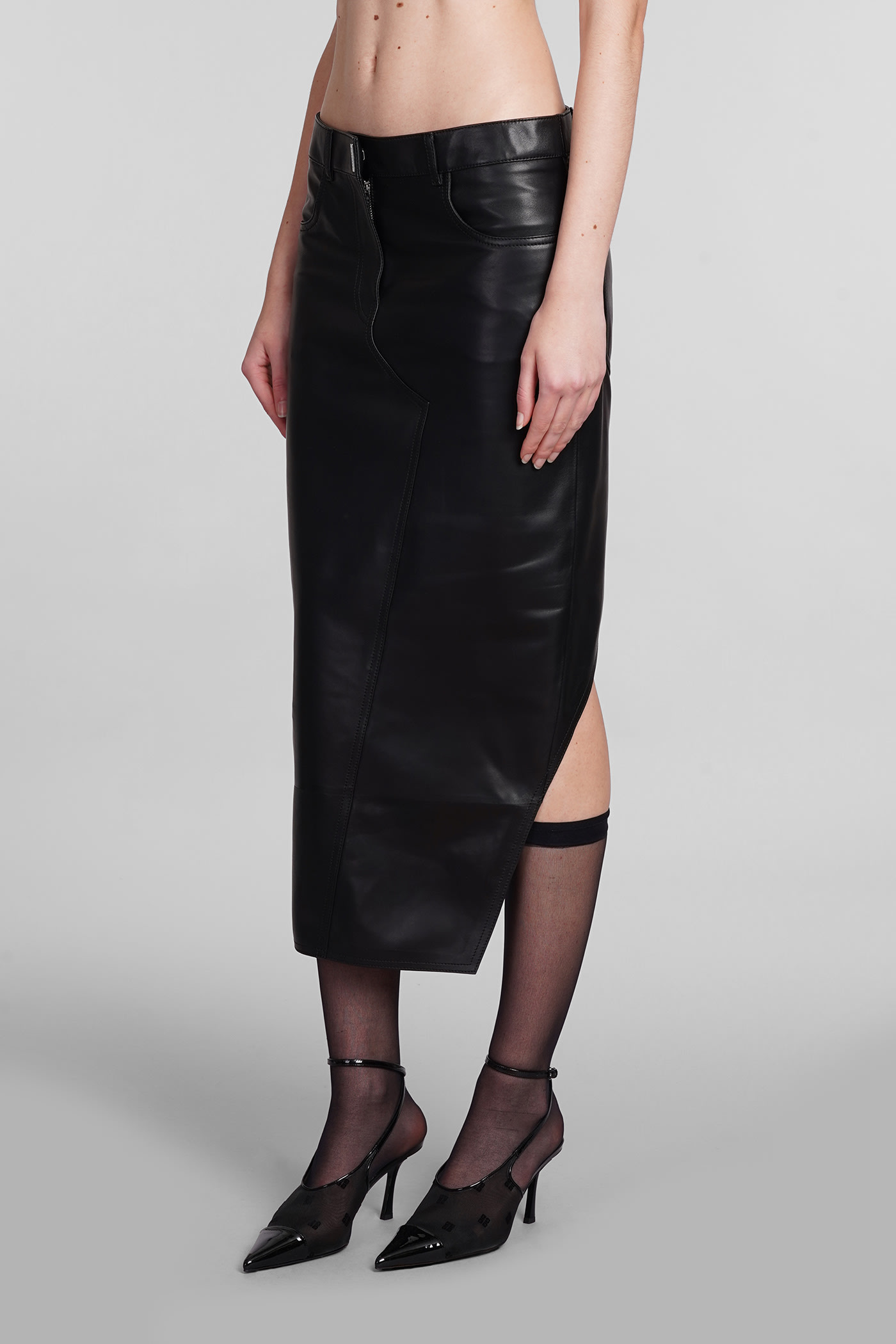 Shop Givenchy Skirt In Black Leather