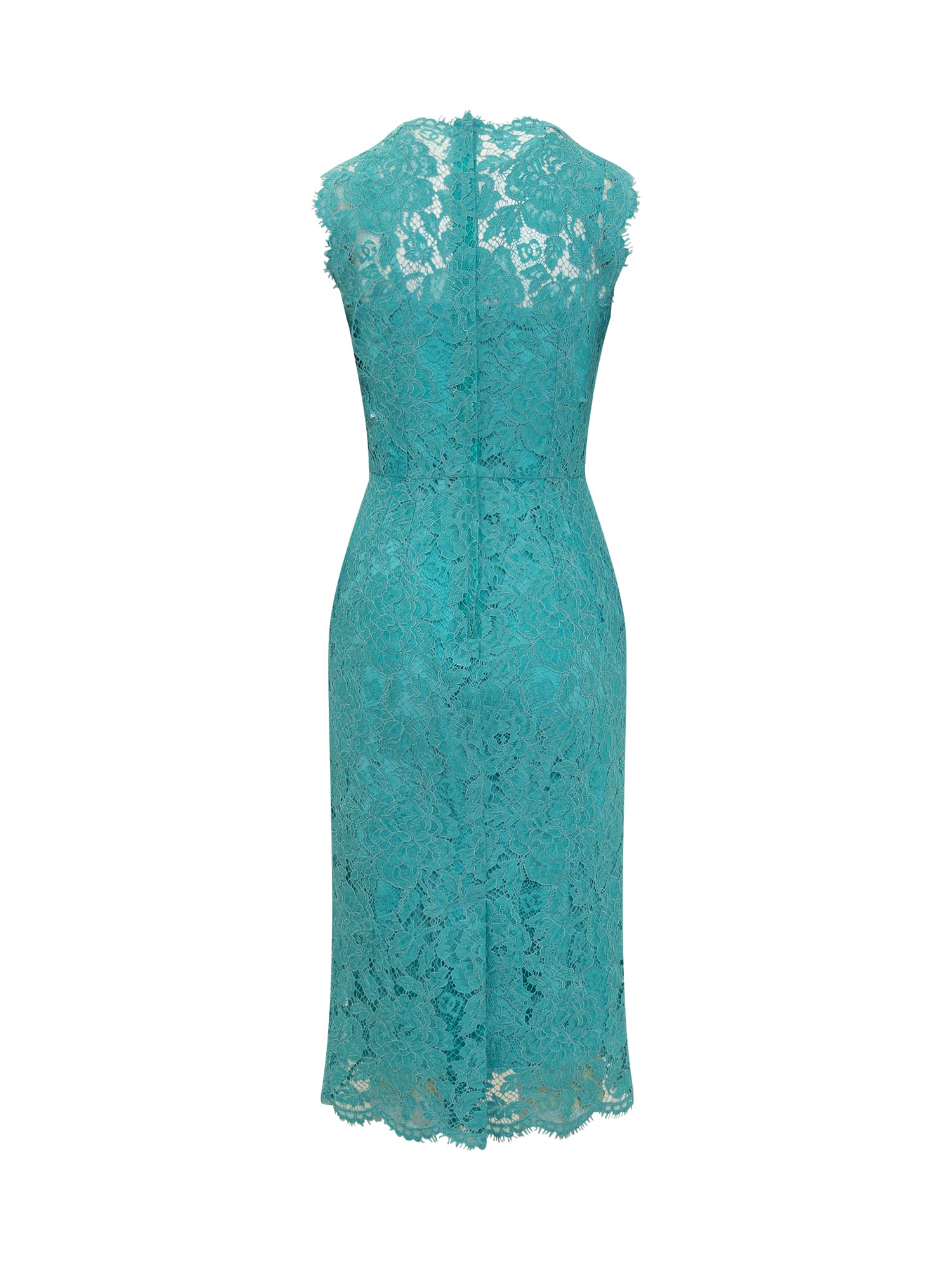 Shop Dolce & Gabbana Floral Cordonetto Lace Sheath Dress In Turchese