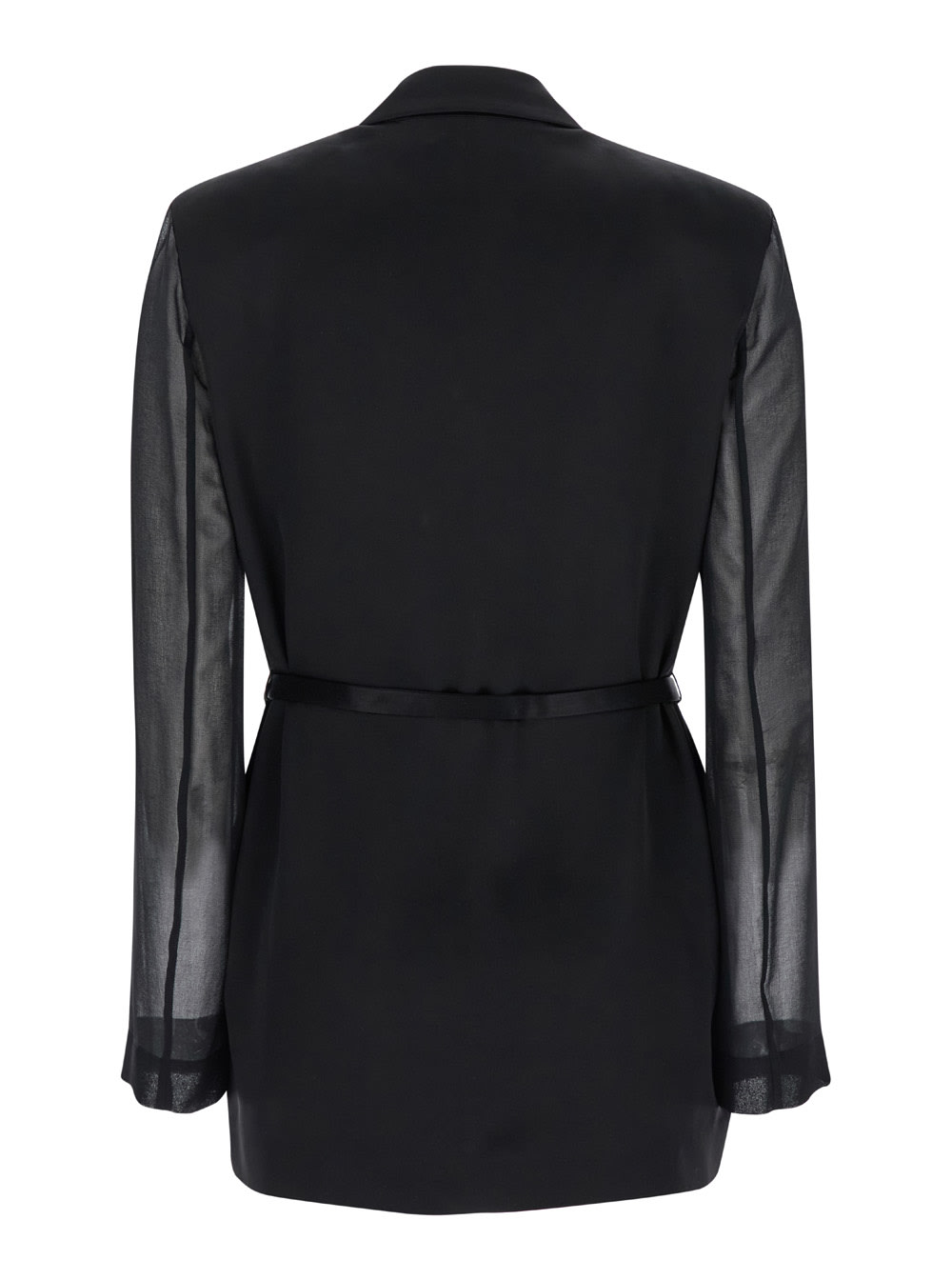 Shop Pinko Gagny Black Single-breasted Jacket With Logo Detail In Fabric And Organza Woman