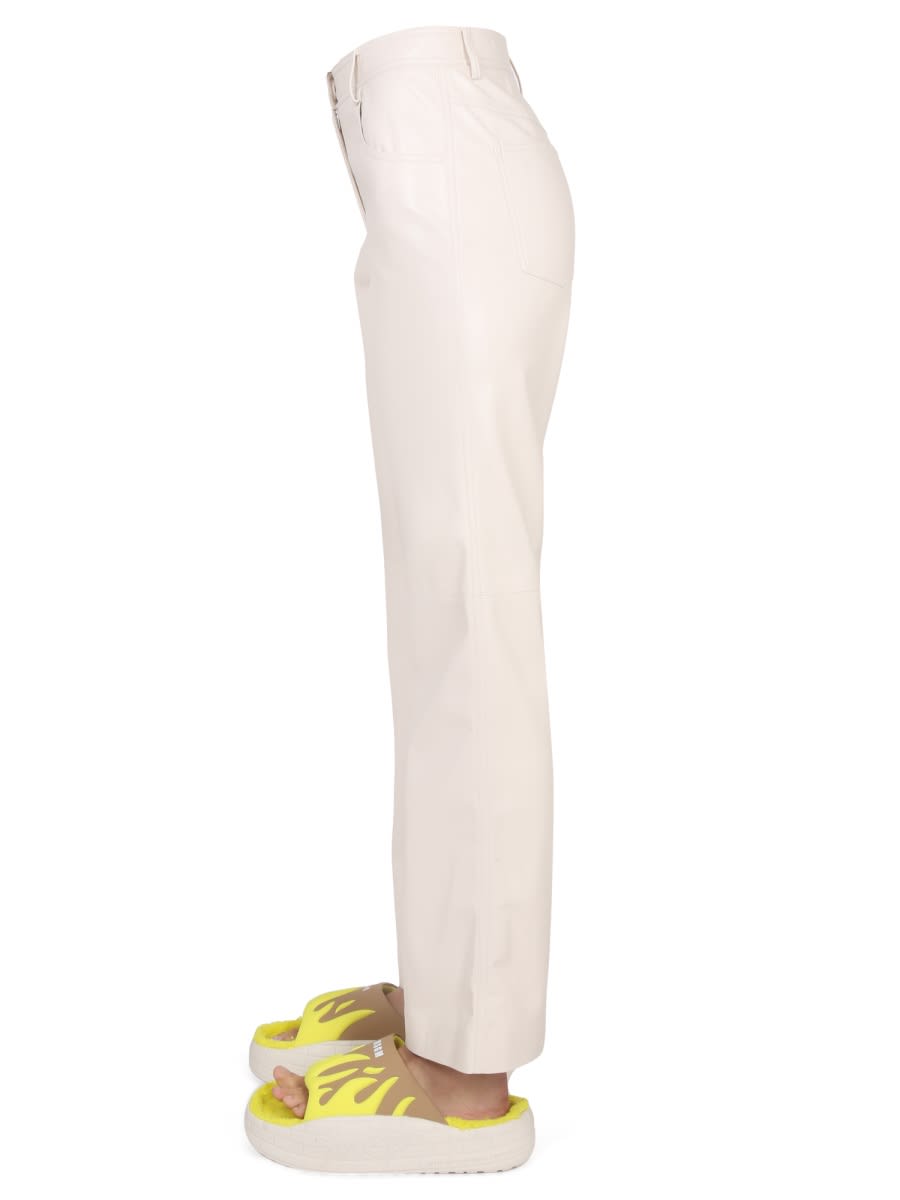 Shop Msgm High Waist Pants In Ivory