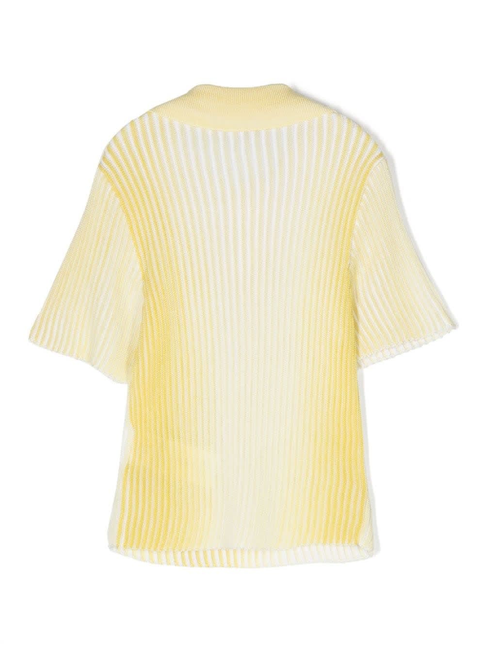 Shop Missoni Yellow Ribbed Knitted Polo Shirt