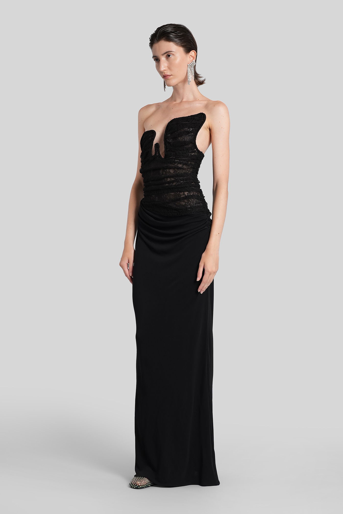 Christopher Esber Lace-bustier Strapless Salacia Gown In Multi