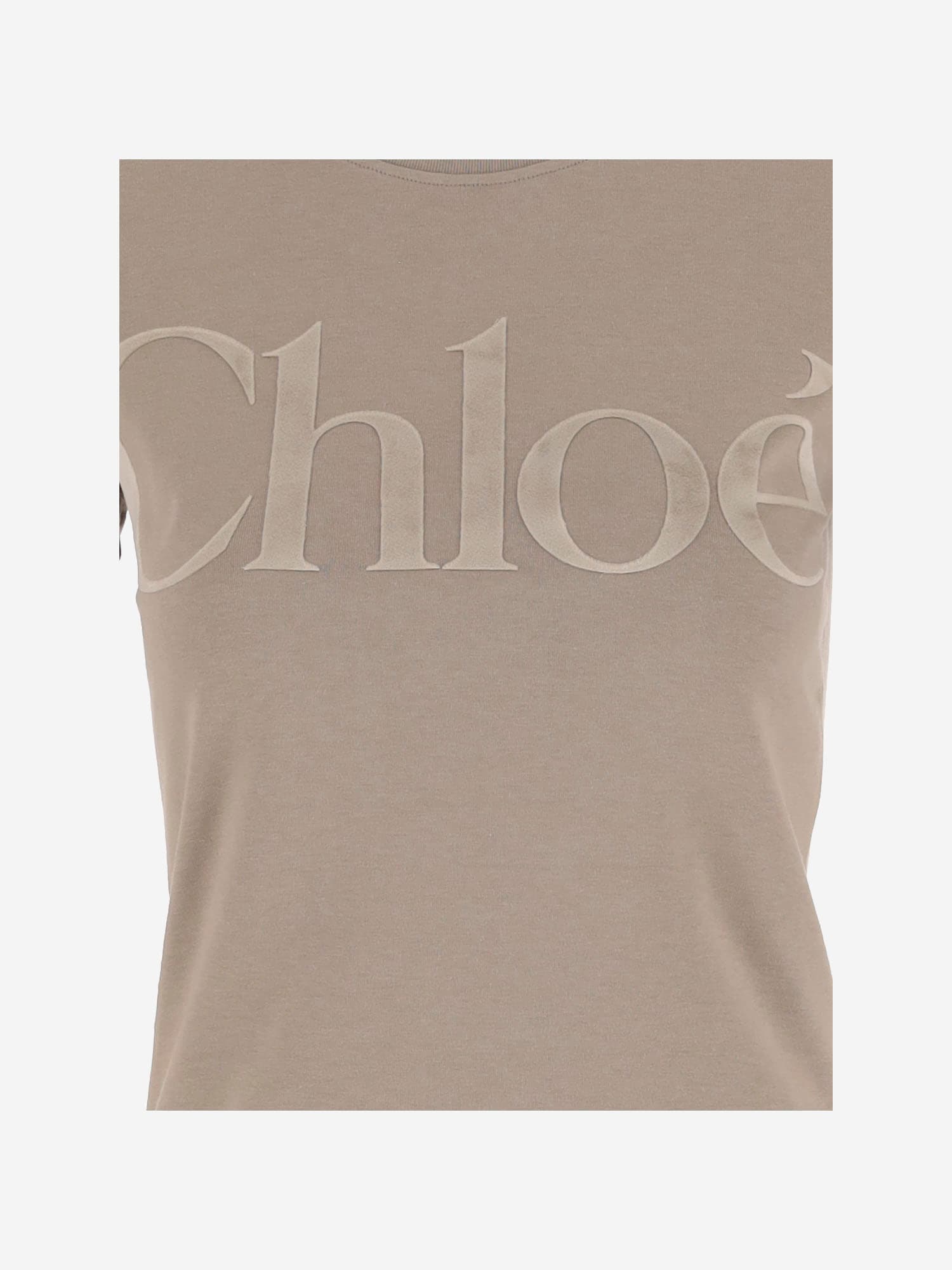 Shop Chloé Cotton Jersey T-shirt With Logo In Beige