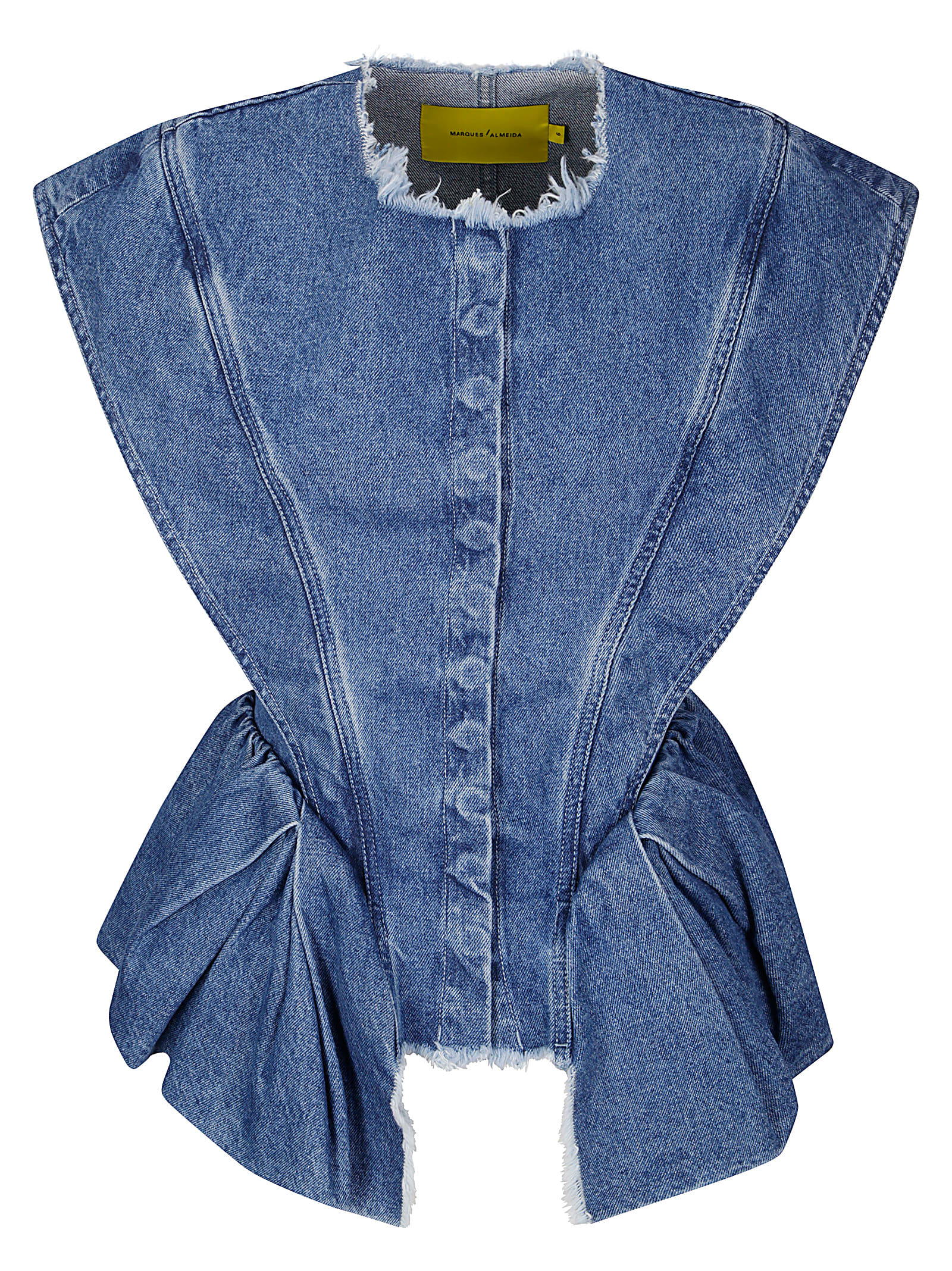 Marques'Almeida Denim Structure Shoulder Cinched Top