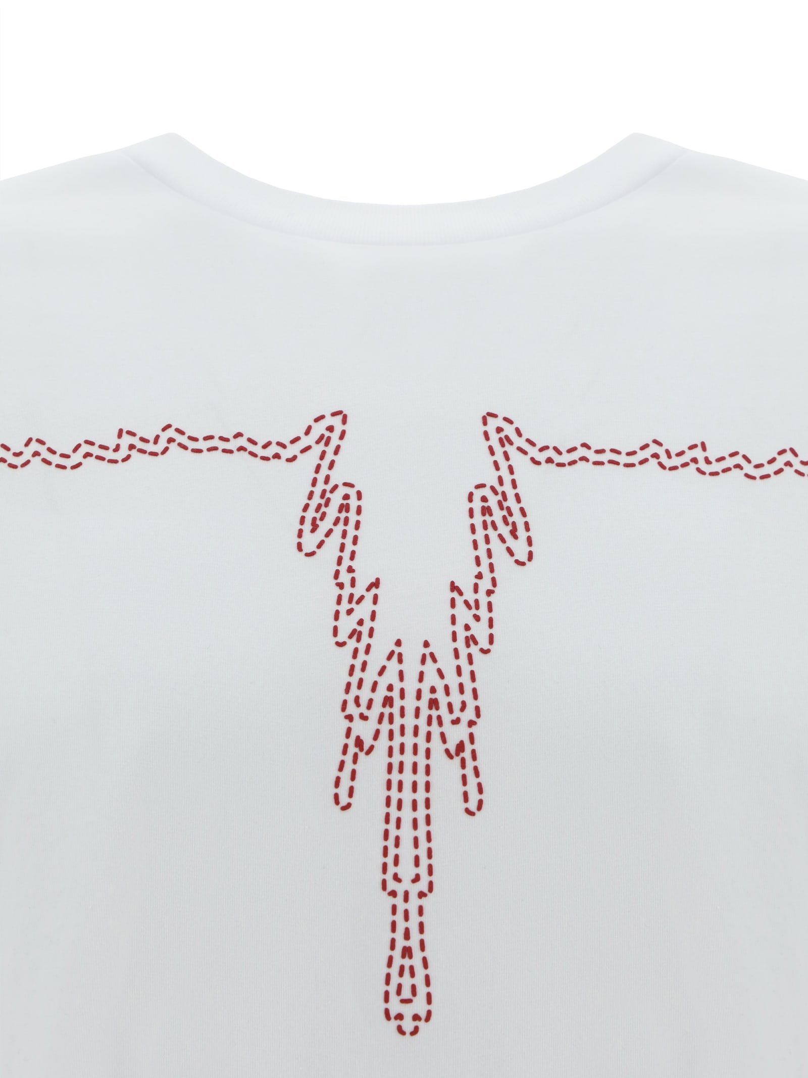 Shop Marcelo Burlon County Of Milan Stitch Wings T-shirt In White Brick Red