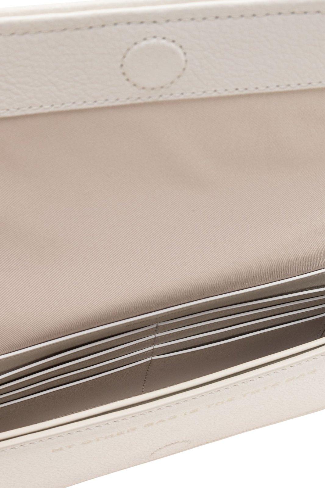 Marc Jacobs Compact White Cow Leather Clutch With Embossed Detail In Bianco