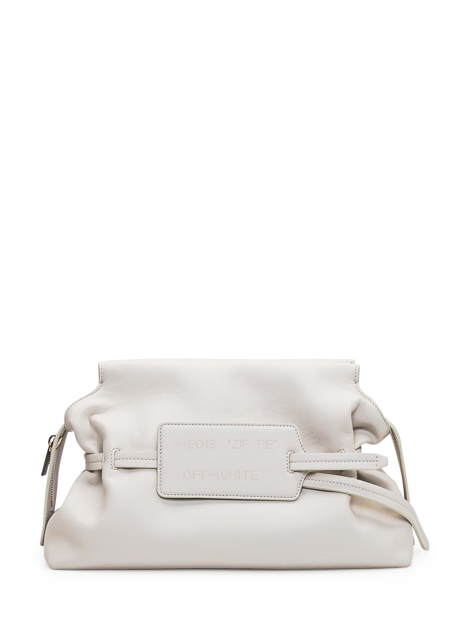 Off-white Clutch Bag With Zip-tie Label In White