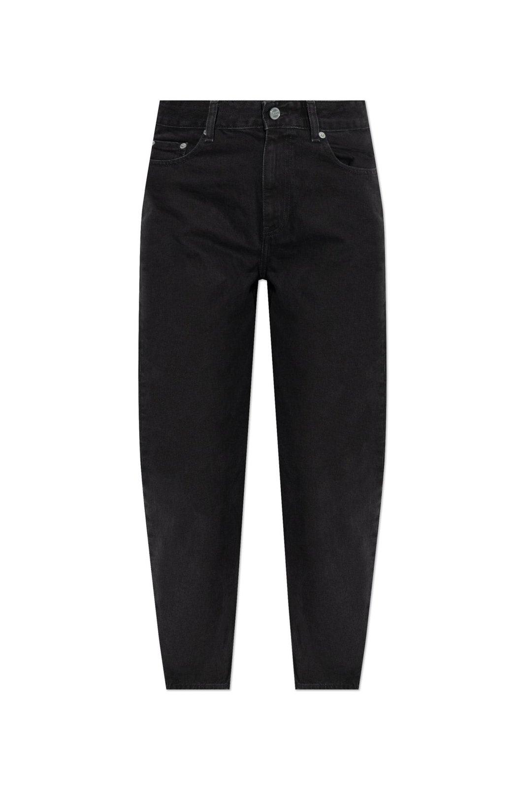 Shop Ganni Straight-leg Cropped Jeans In Black