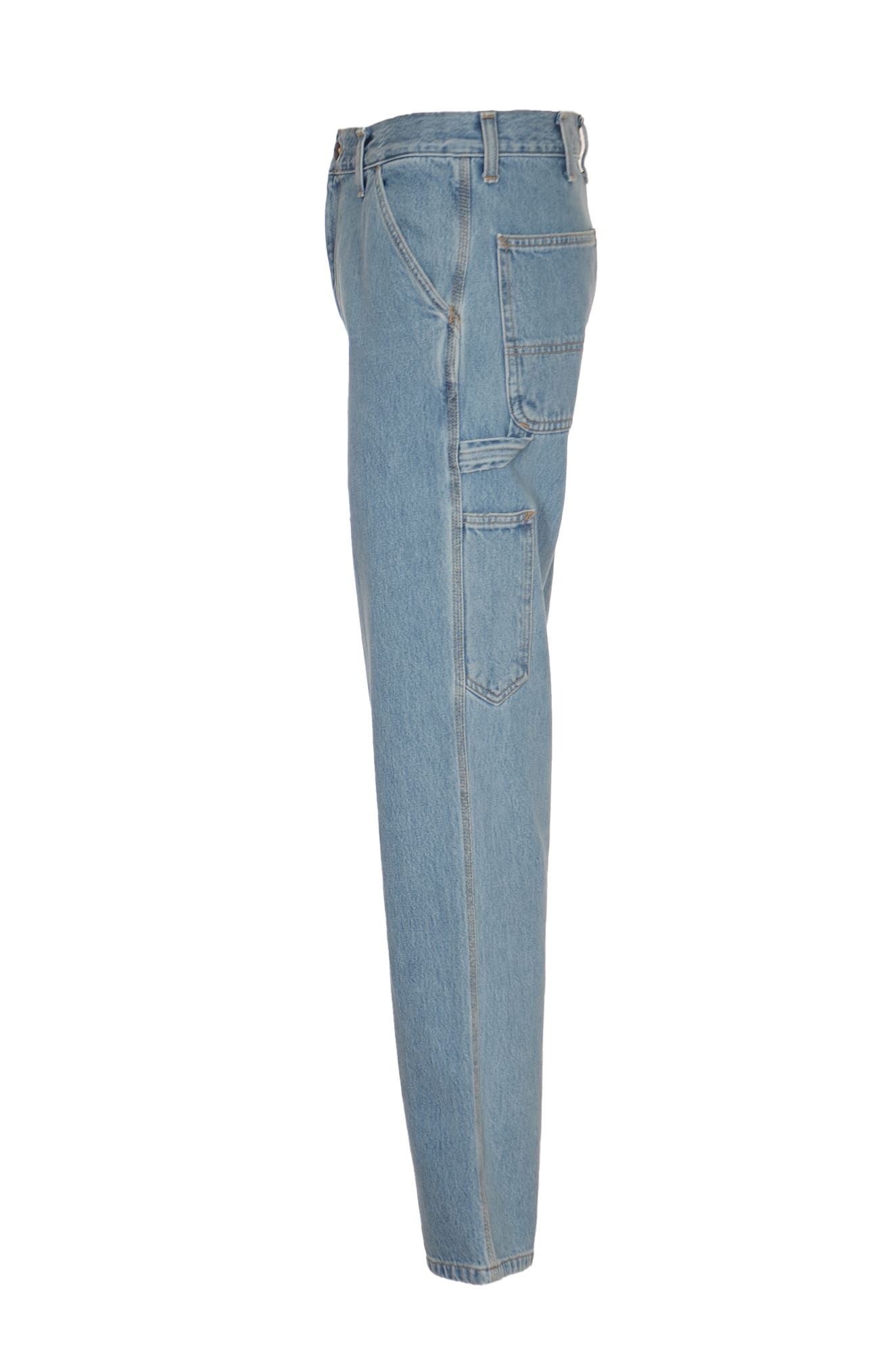 Carhartt Logo-patch Cargo-pocket Jeans In Blue