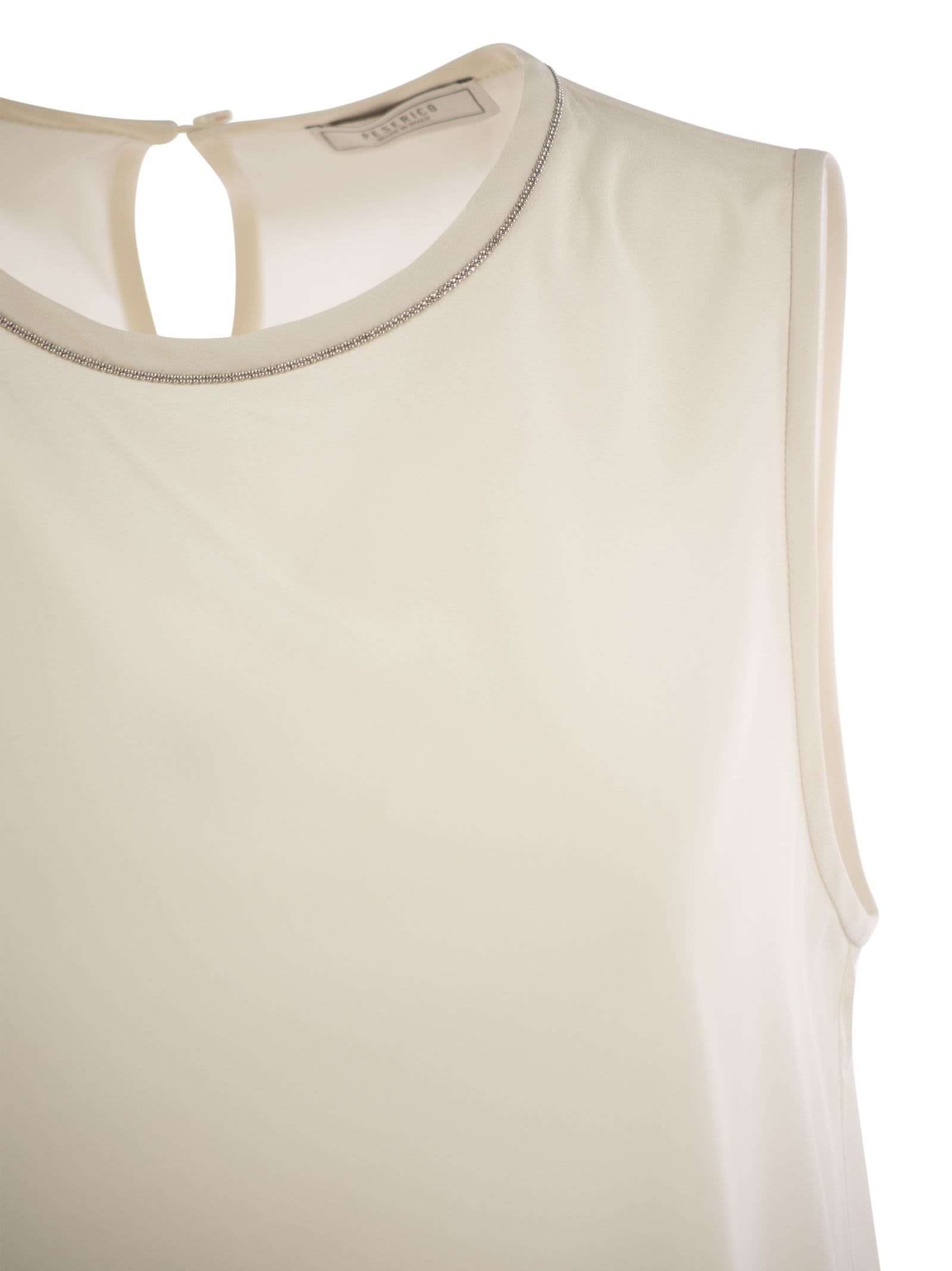 Peserico Stretch Silk Crepe De Chine Top In Pearl