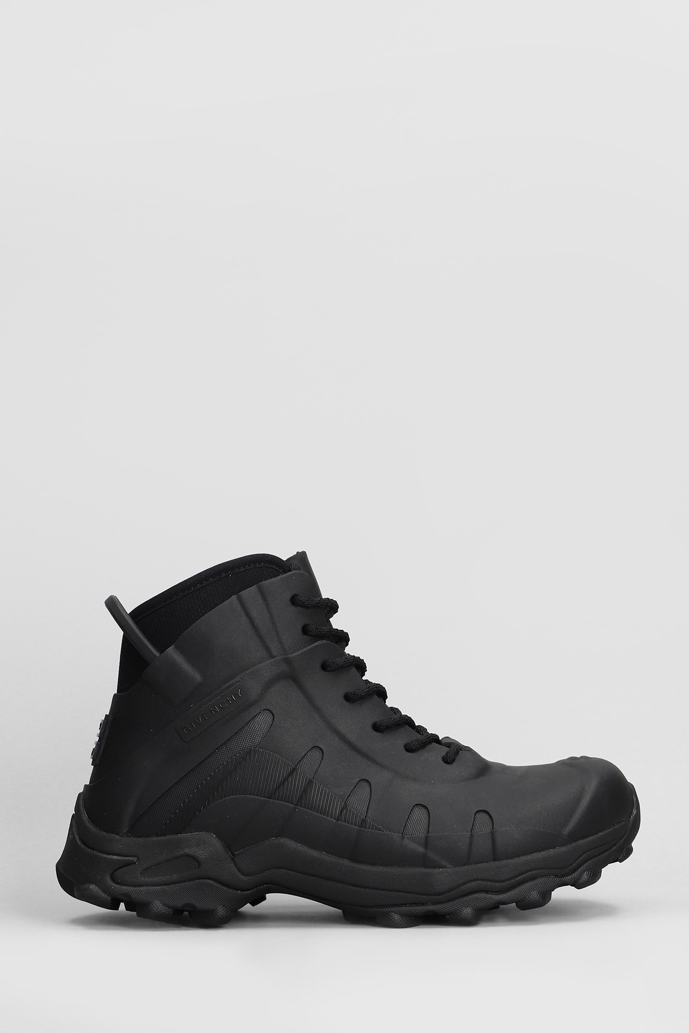 Shop Givenchy Bogs High Combat Boots In Black Rubber/plasic