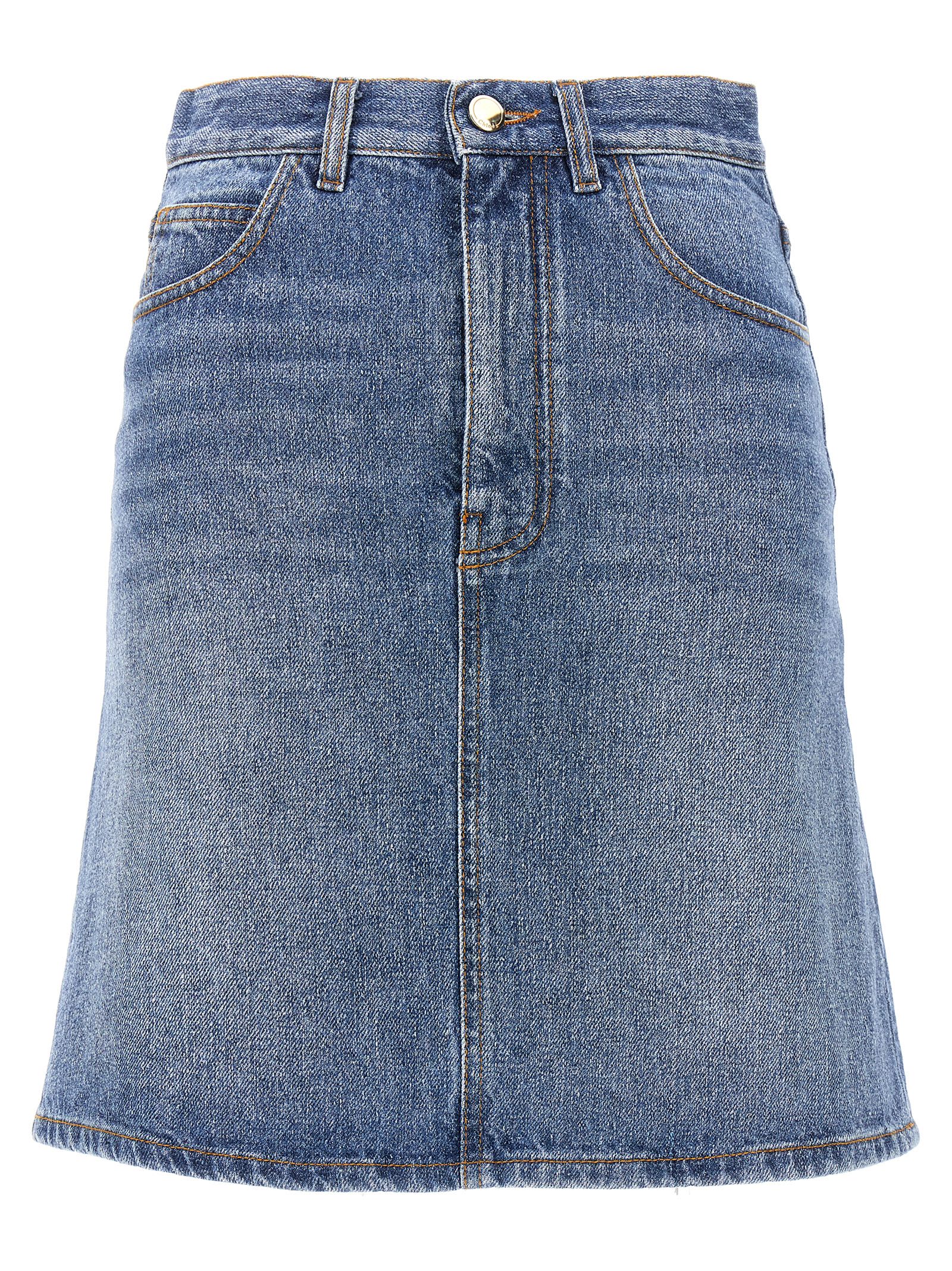 Shop Chloé Denim Mini Skirt In Foggy Blue